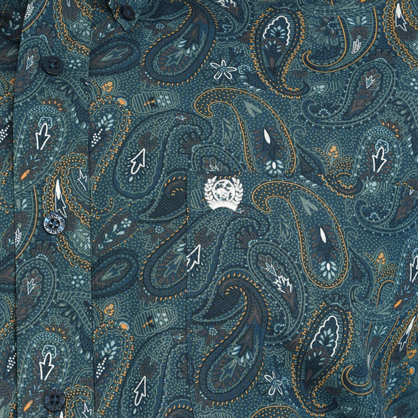 Cinch Men's Midnight Teal Paisley Western Shirt - Image 1