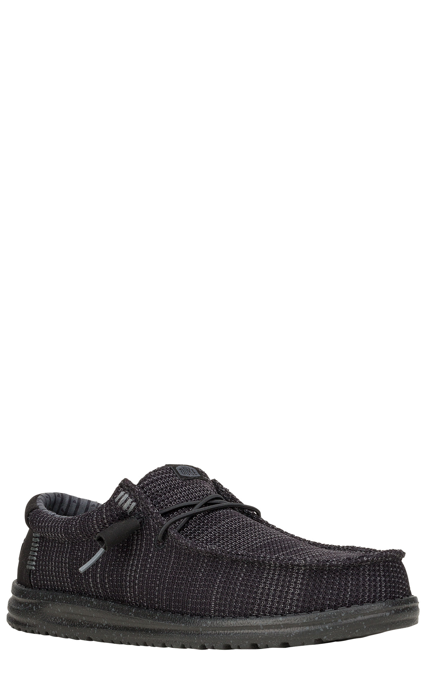 Hey Dude Men's Wally Black Tweed Stretch Mesh Sox Moc Shoes - Image 1