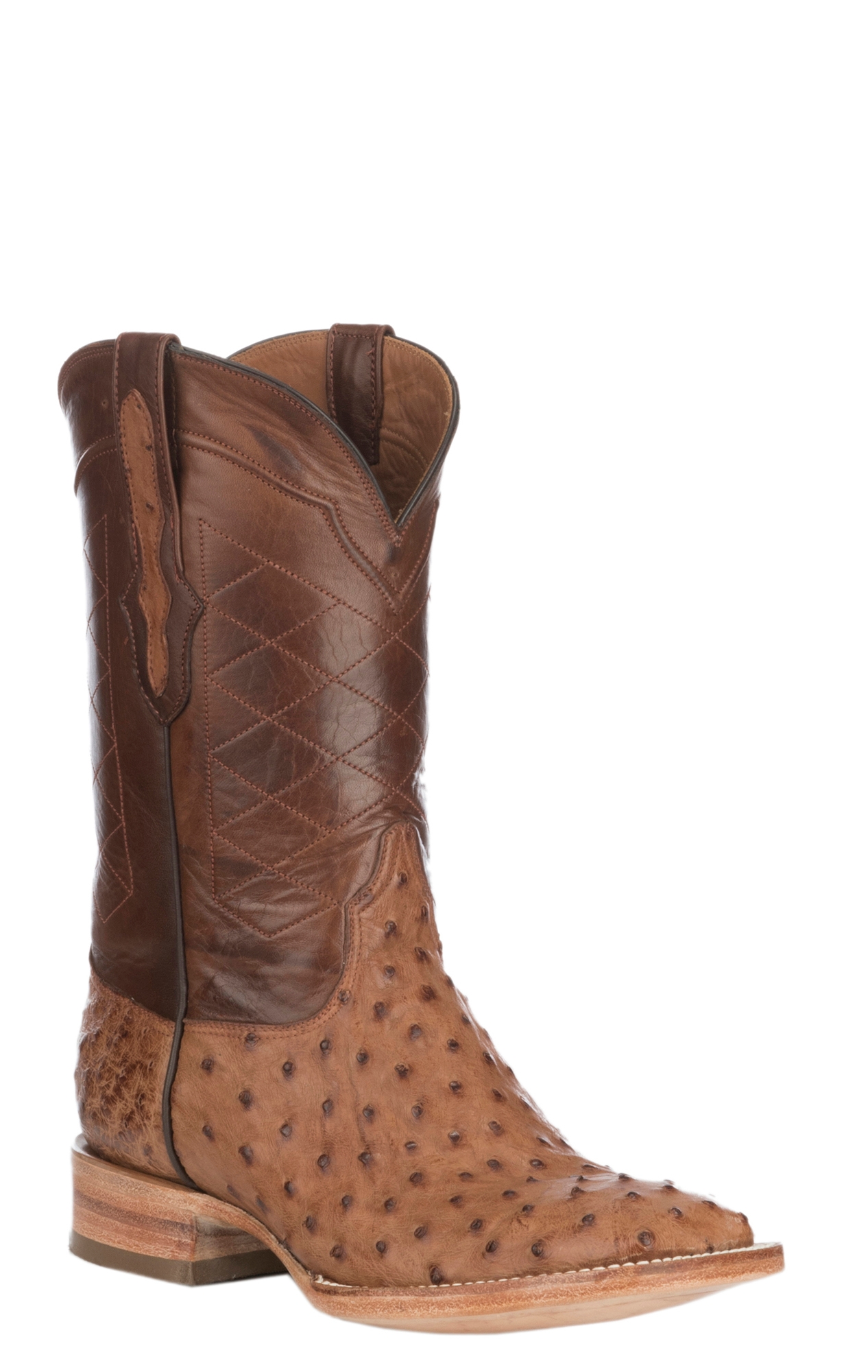 Black Jack Men's Burnished Brown Full Quill Ostrich and Cigar Wide Square Toe Exotic Cowboy Boots - Image 1