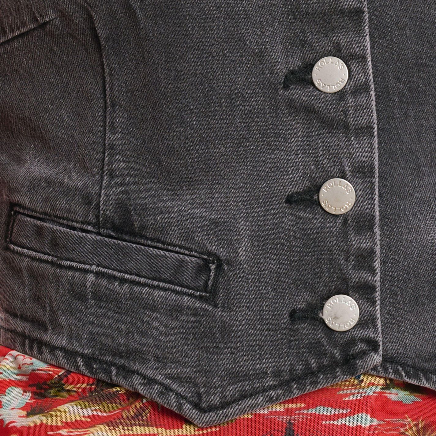 One Up Women's Gray Denim Vest - Image 1