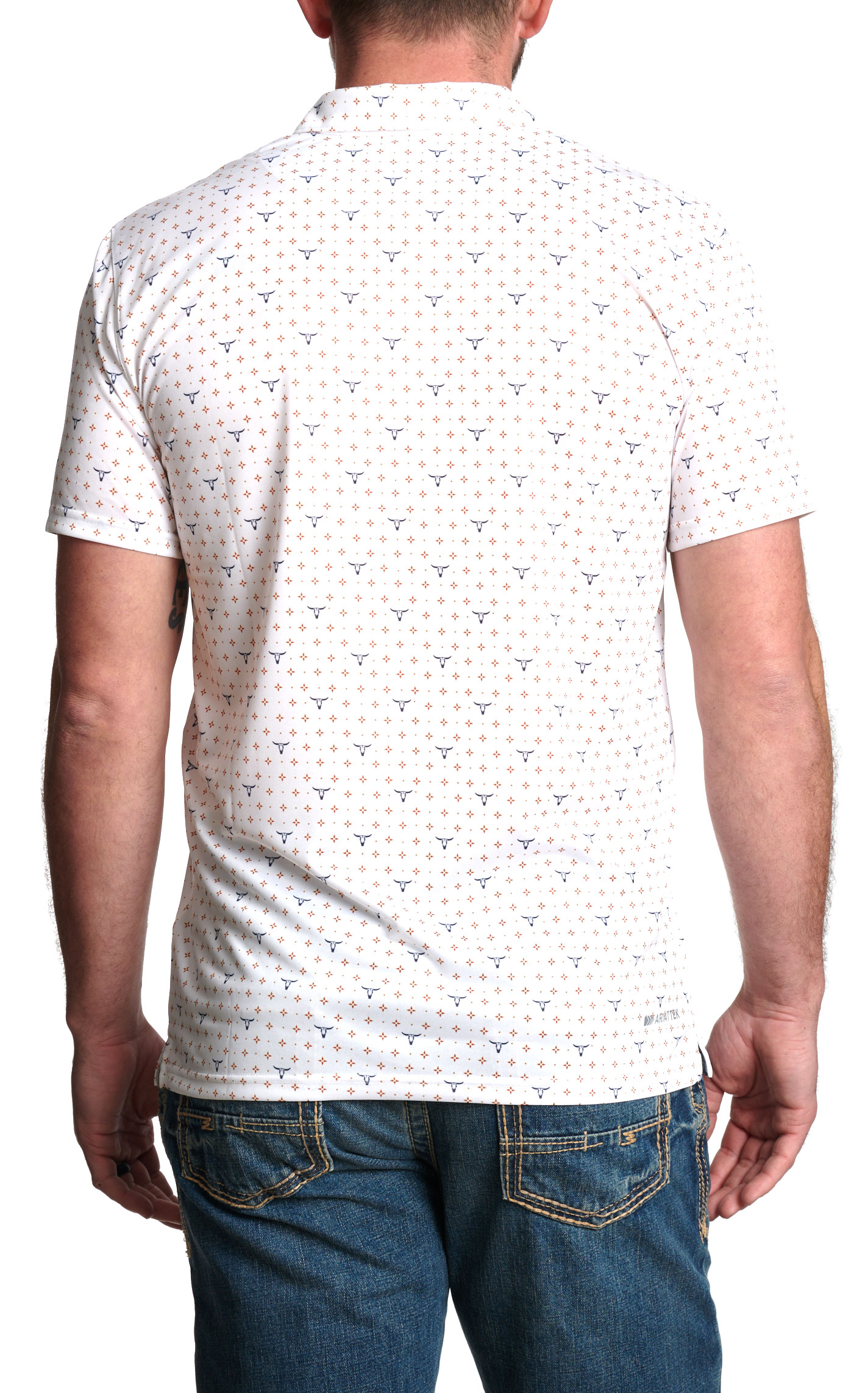 Ariat Men's White Steer Geo Print Polo Shirt - Image 1
