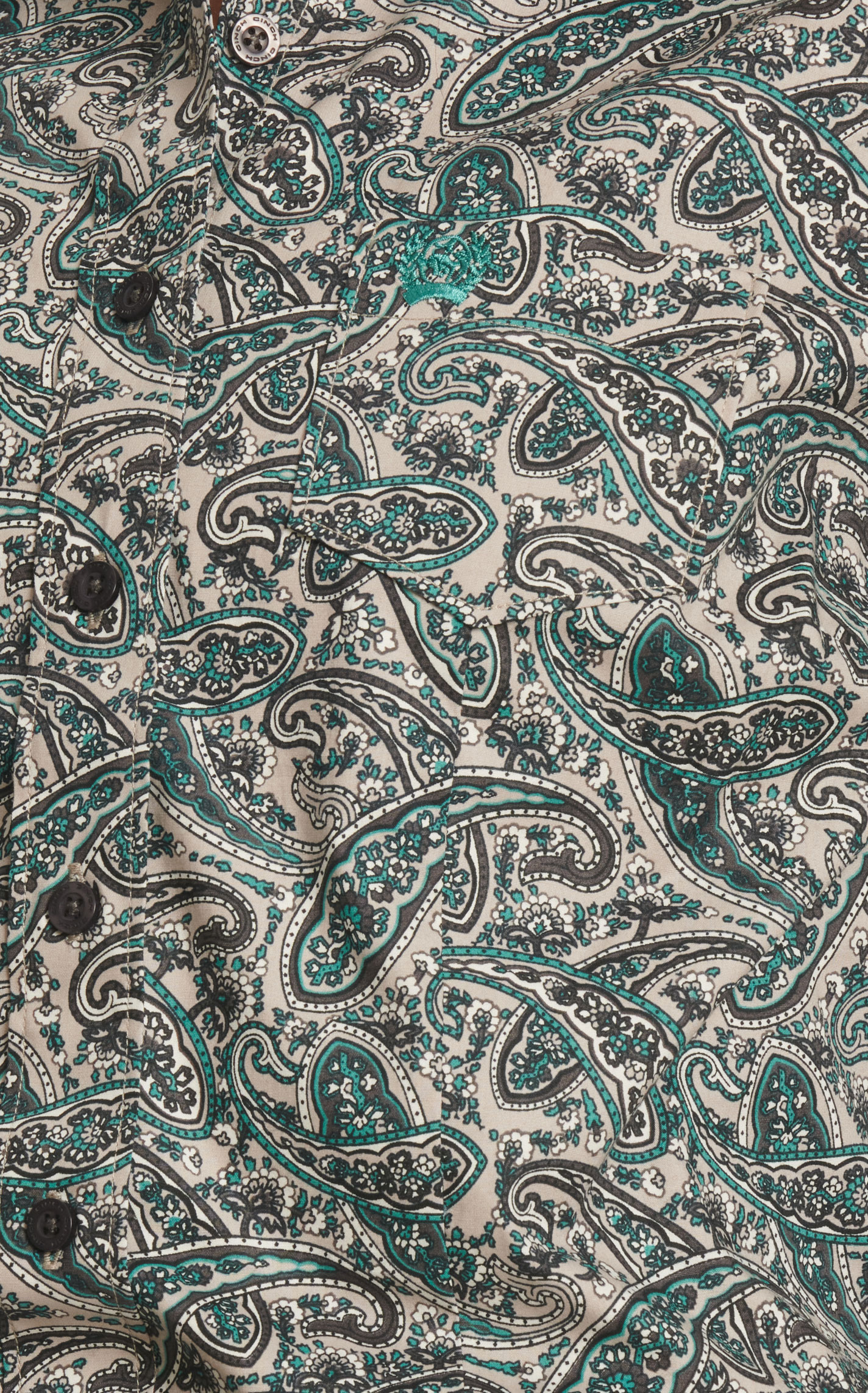 Cinch Women's Gray Teal & Charcoal Paisley Western Shirt - Image 1