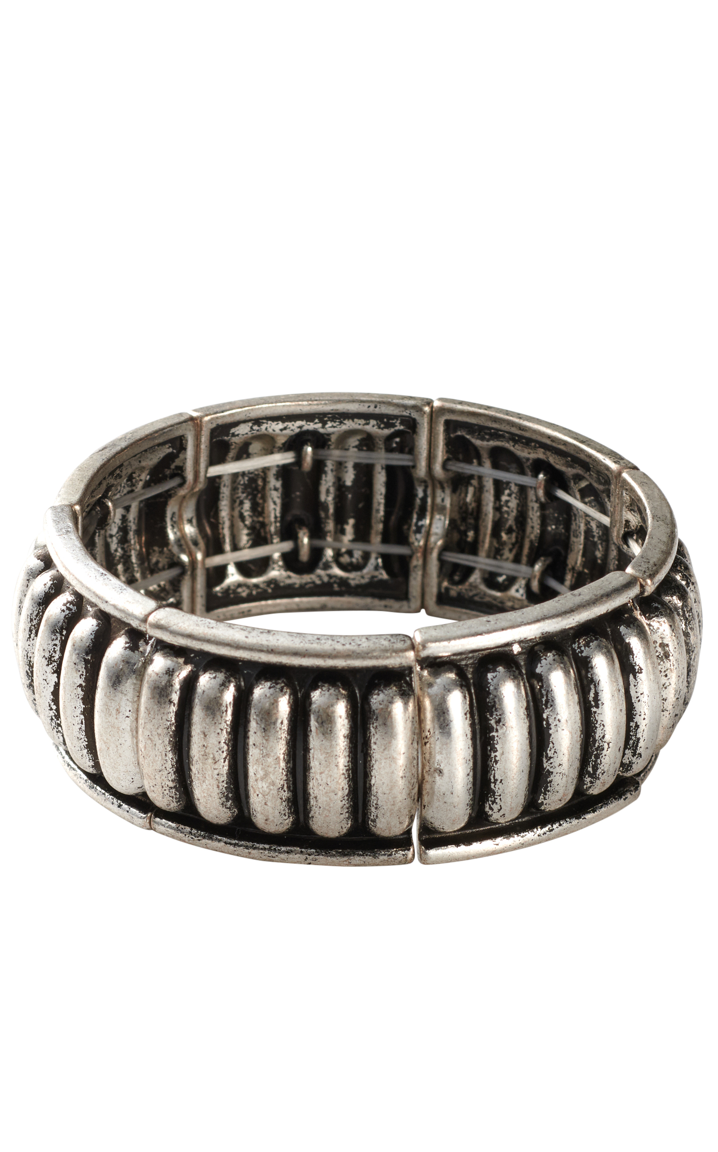 806 by Pink Panache Silver Stamped Stretch Bracelet - Image 1