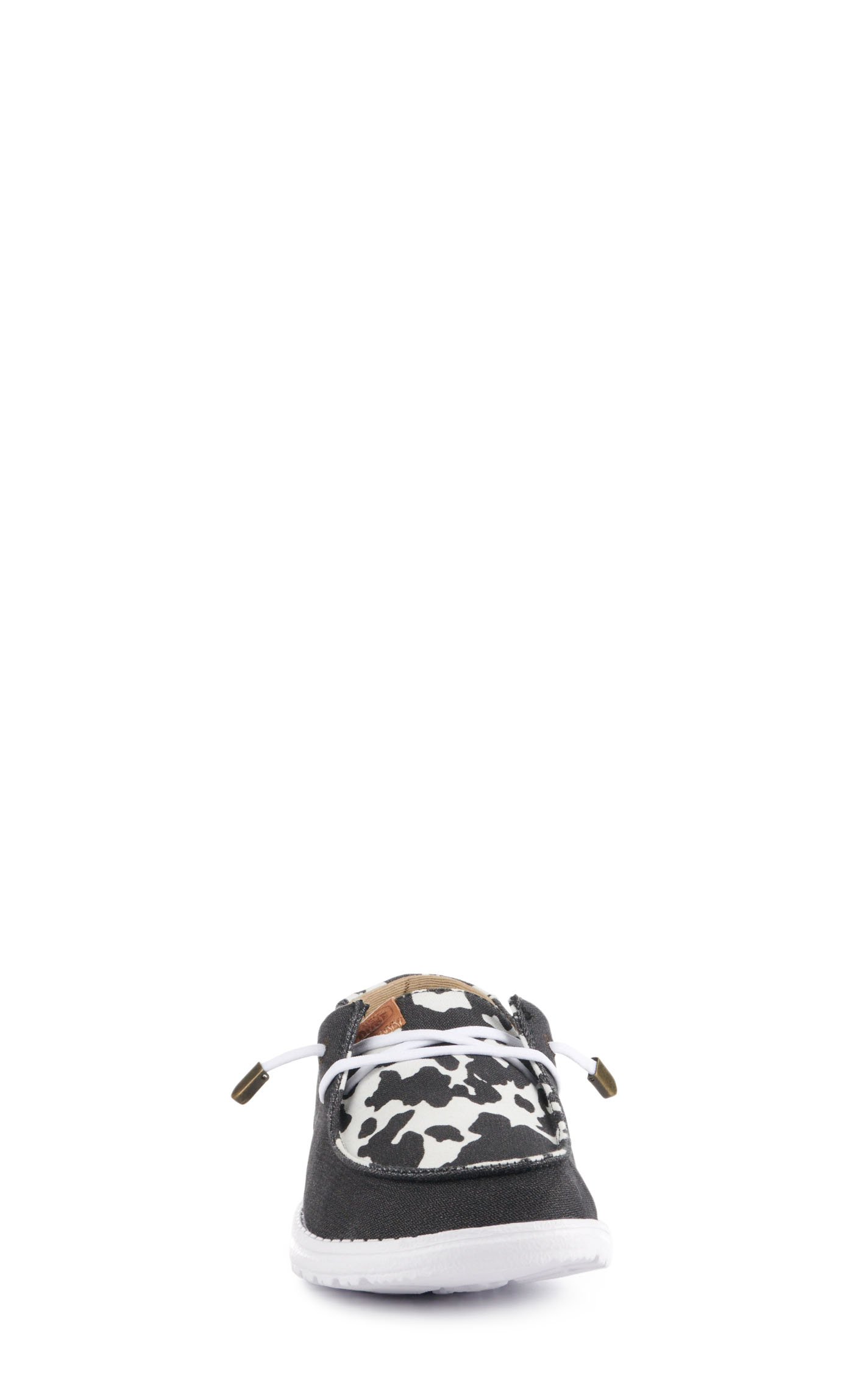 Hey Dude Women's Wendy Animal Black and White Cow Print Moc Toe Lace Up Casual Shoes - Image 1
