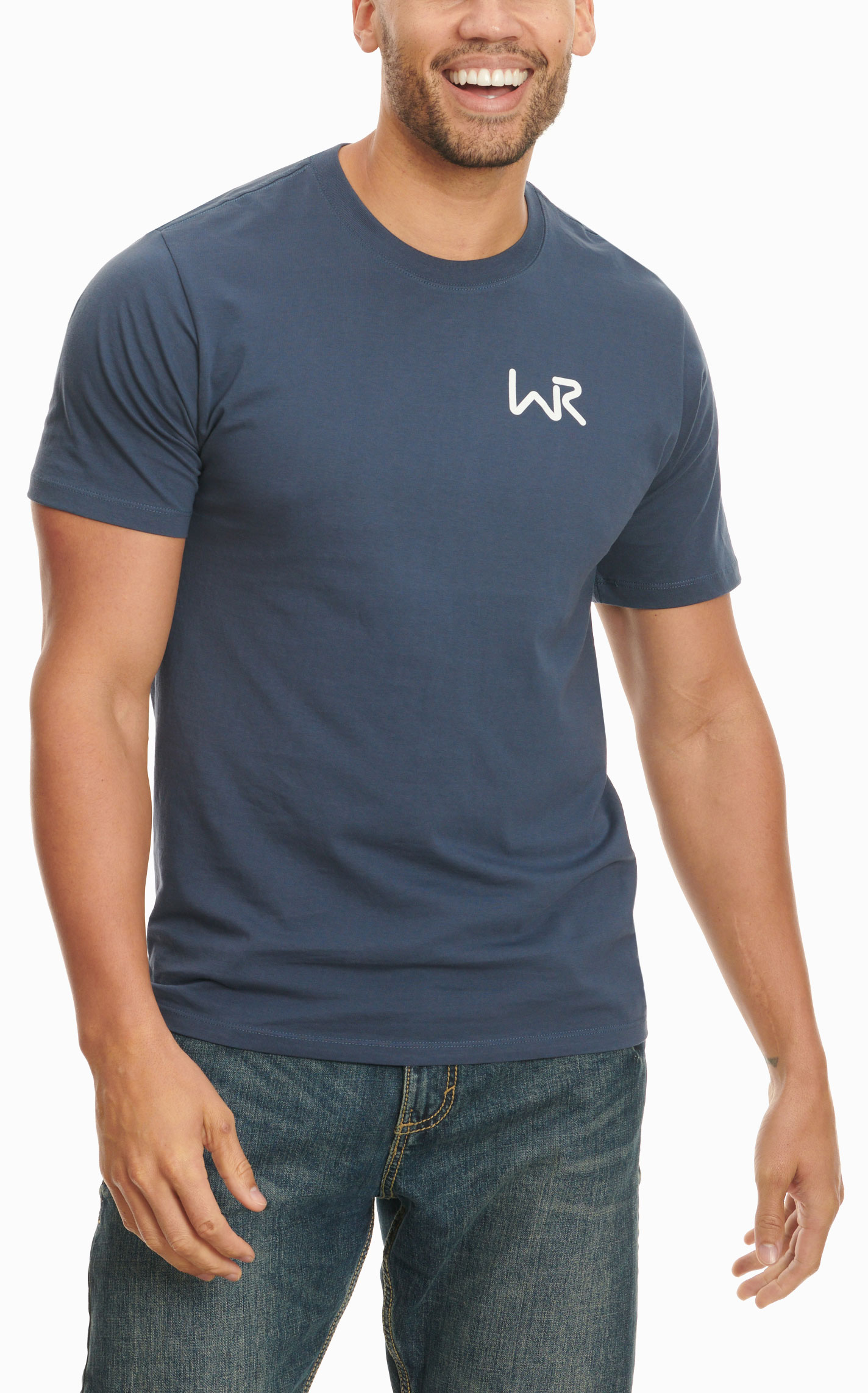 Whiskey Bent Hat Co. Men's Dark Stone Blue Logo Graphic Short Sleeve T-Shirt - Image 1