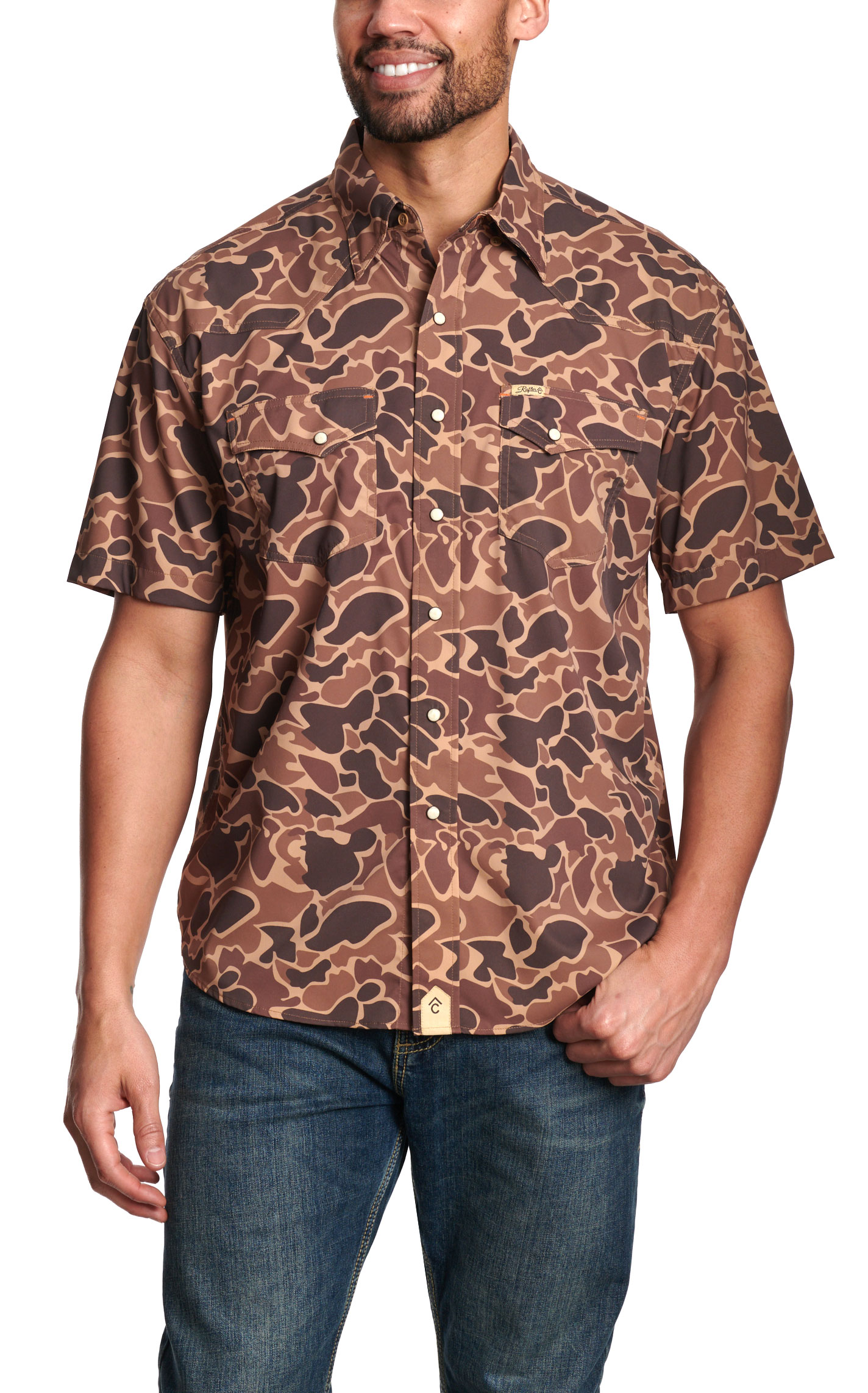 Rafter C Men's Brown Camo Print Shirt - Image 1