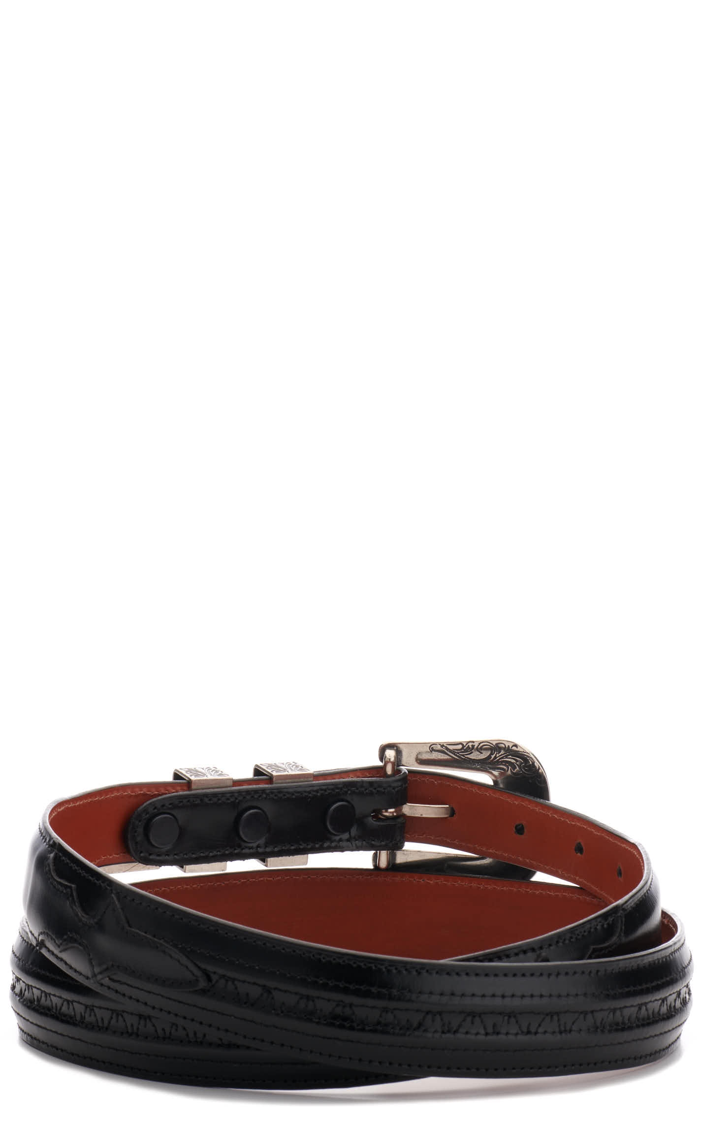 Lucchese Men's Black Hobby Stitch Goat Tapered Western Belt - Image 1
