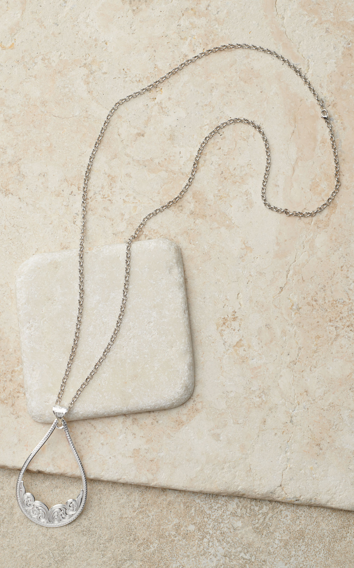 Montana Silversmith Silver Artistry Open Filigree Teardrop Pendant Necklace - Image 1