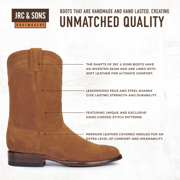 JRC & Sons Men's Todd Water-Resistant Suede Round Toe Roper Boot in Tan - Image 1