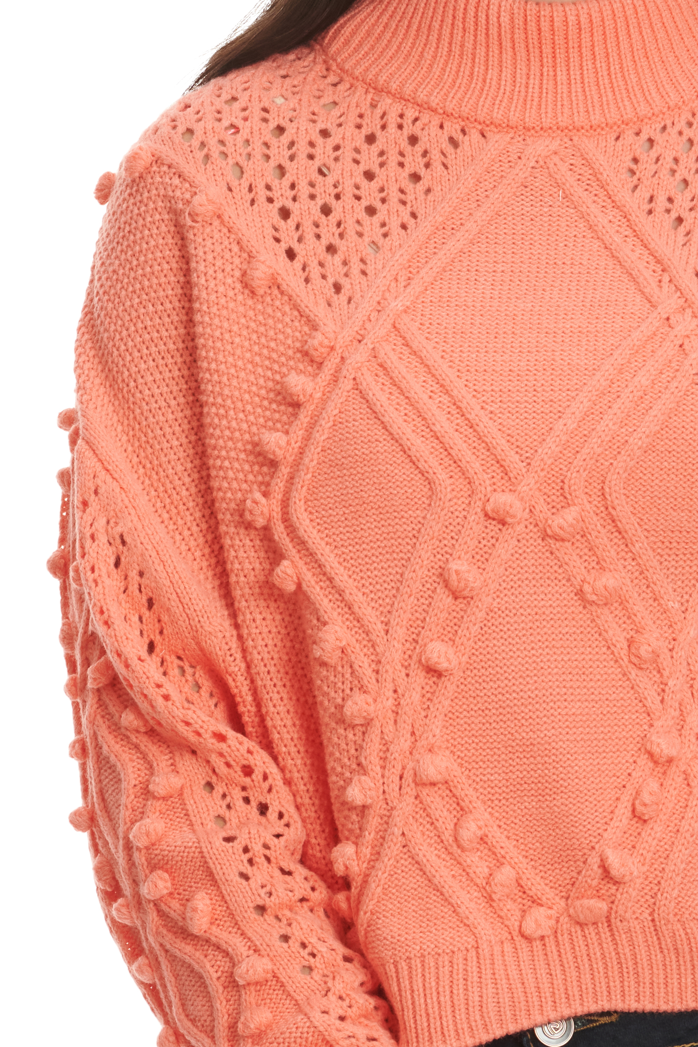 Rock & Roll Denim Women's Bright Coral Long Sleeve Sweater - Image 1