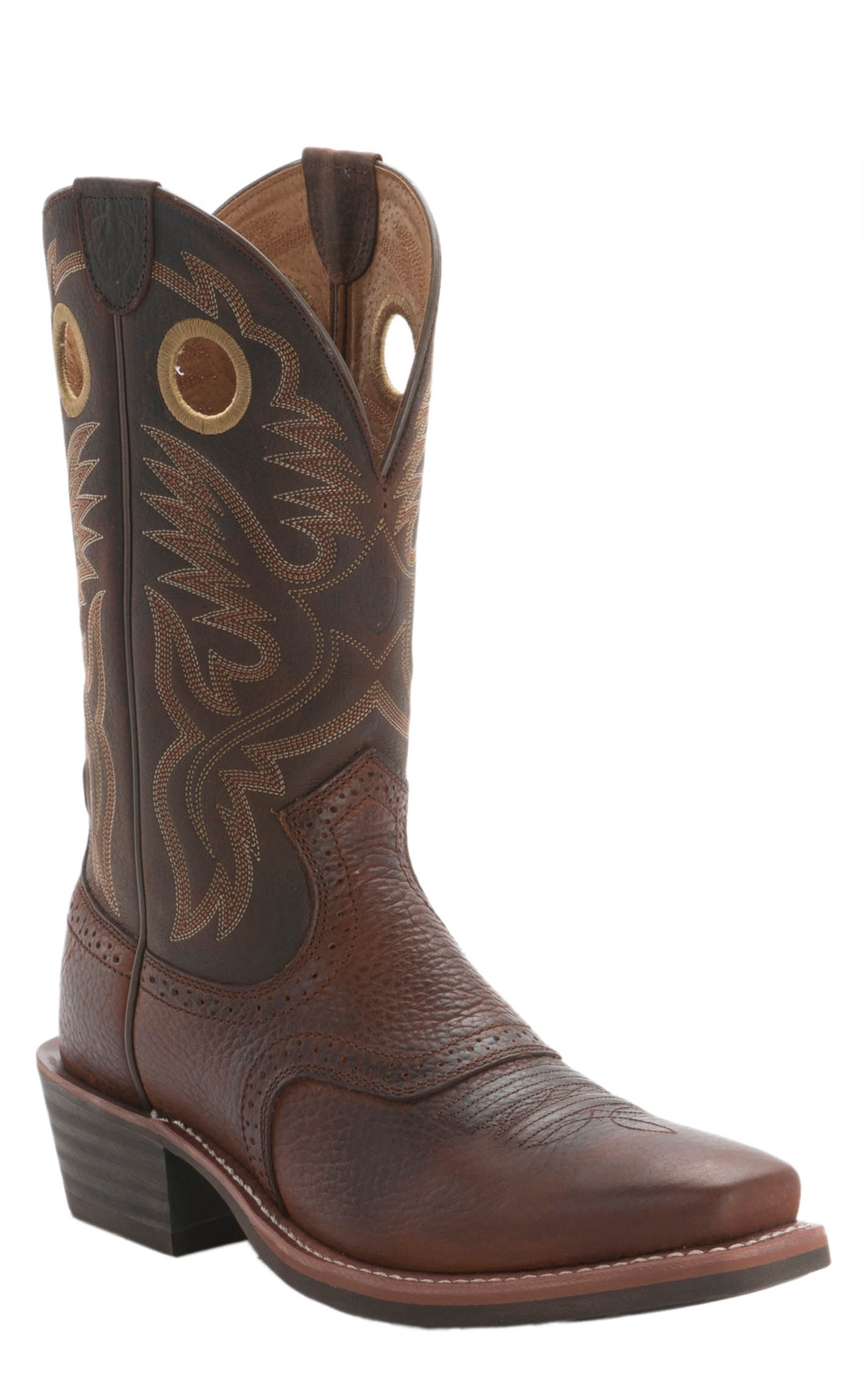 Ariat Men's Heritage Roughstock Oiled Brown Rowdy Square Toe Cowboy Boots - Image 1