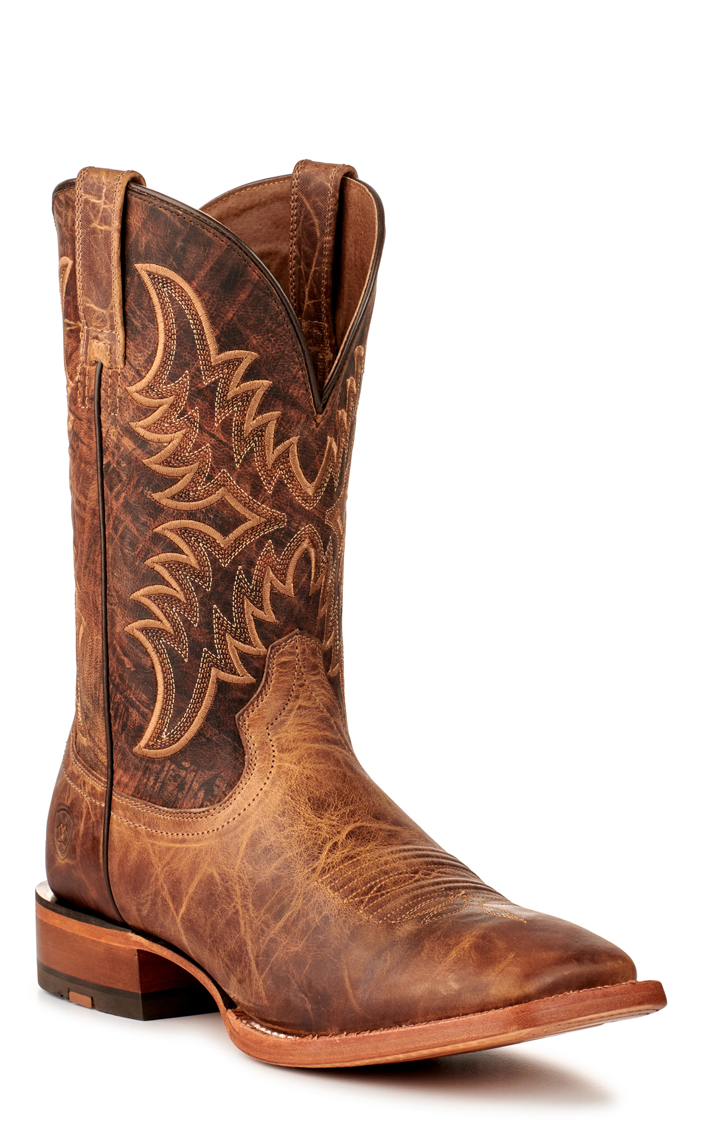 Ariat Men's Point Ryder Dry Creek Tan with Burnt Brown Wide Square Toe Cowboy Boots - Image 1