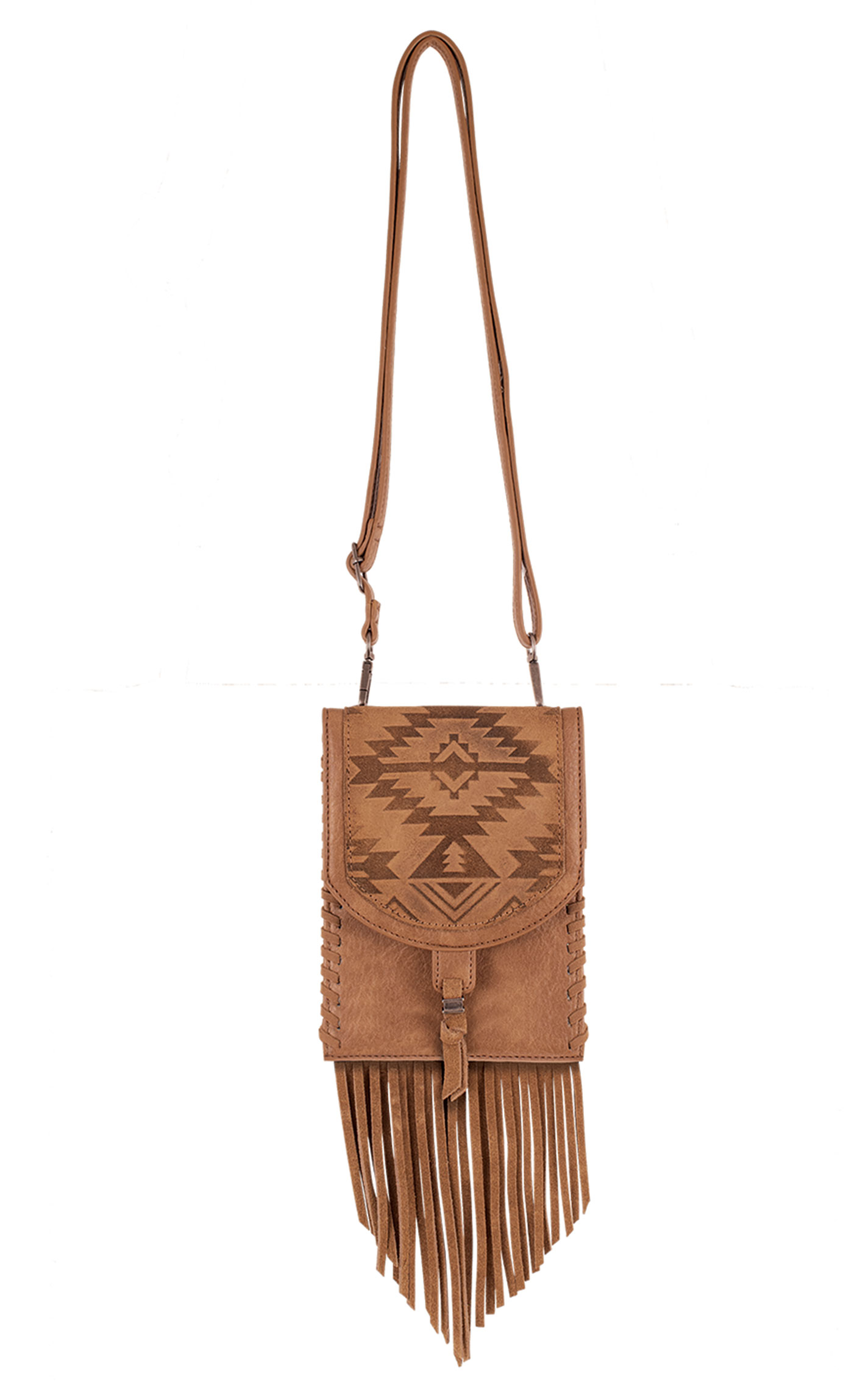 Catchfly Brown Sugar Aztec Fringed-Bottom Crossbody Bag - Image 1