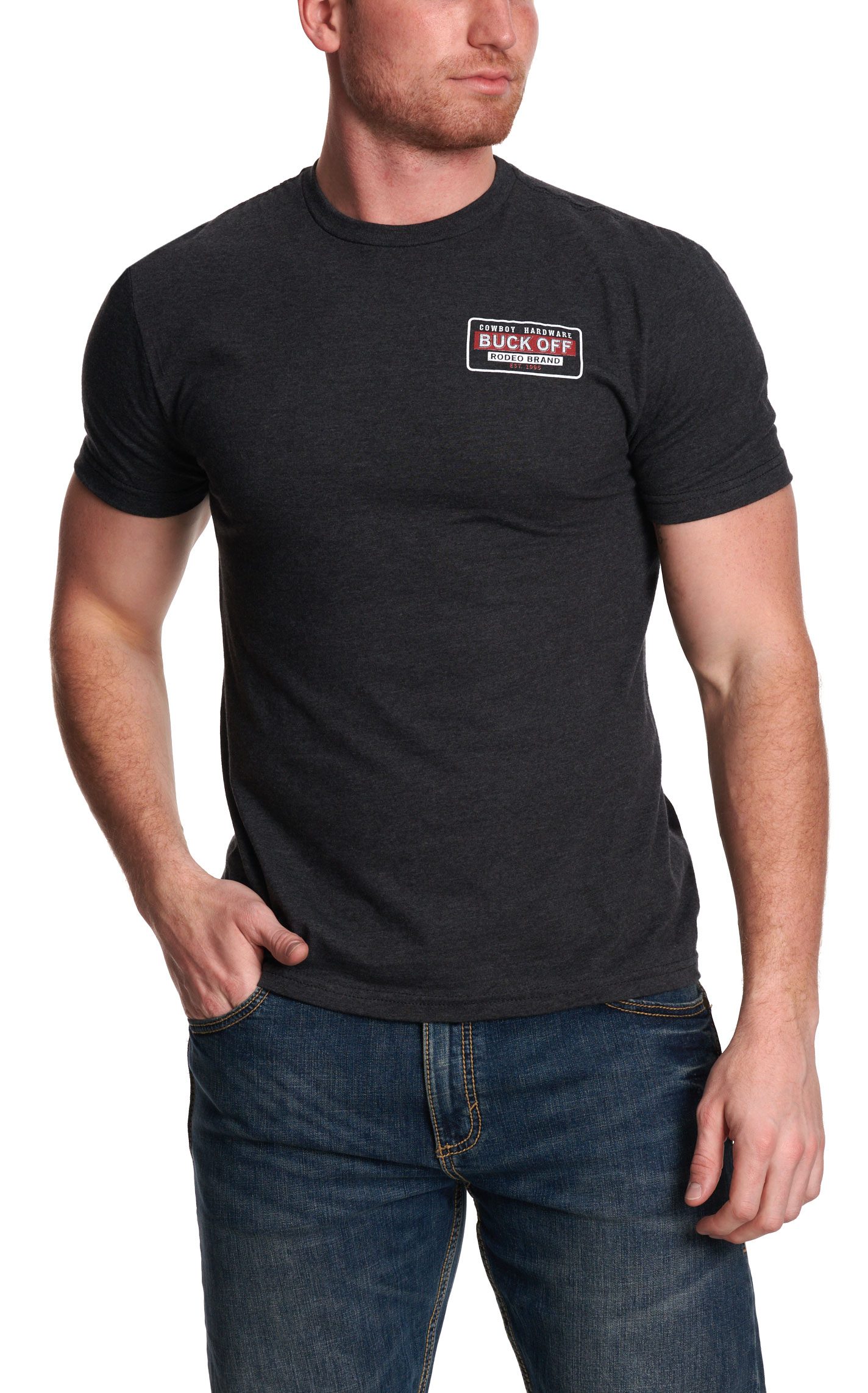 Cowboy Hardware Men's Black Buck Off T-Shirt - Image 1