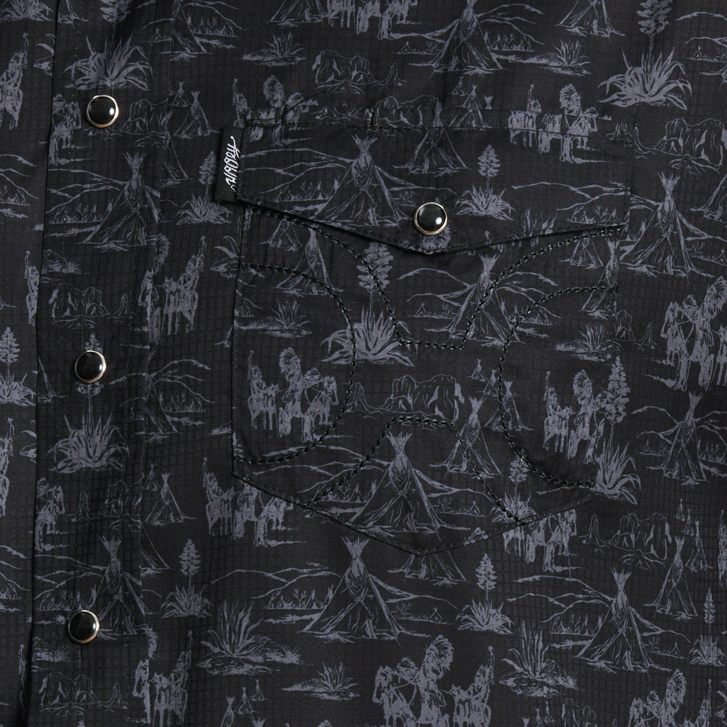 Hooey Men's Black & Gray Western Print Long Sleeve Shirt - Image 2