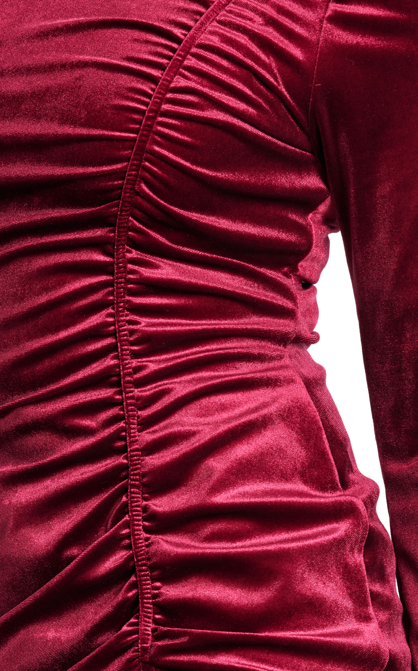 Moa Moa Women's Rich Burgundy Velvet Ruched Dress - Image 1