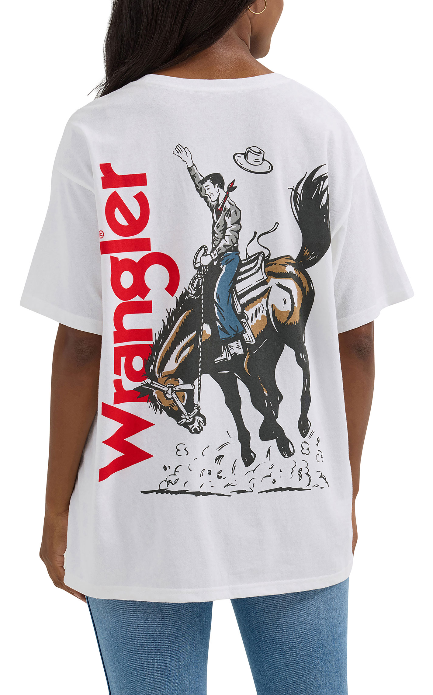 Wrangler Women's White Bucking Bronco Screen Print T-Shirt - Image 1