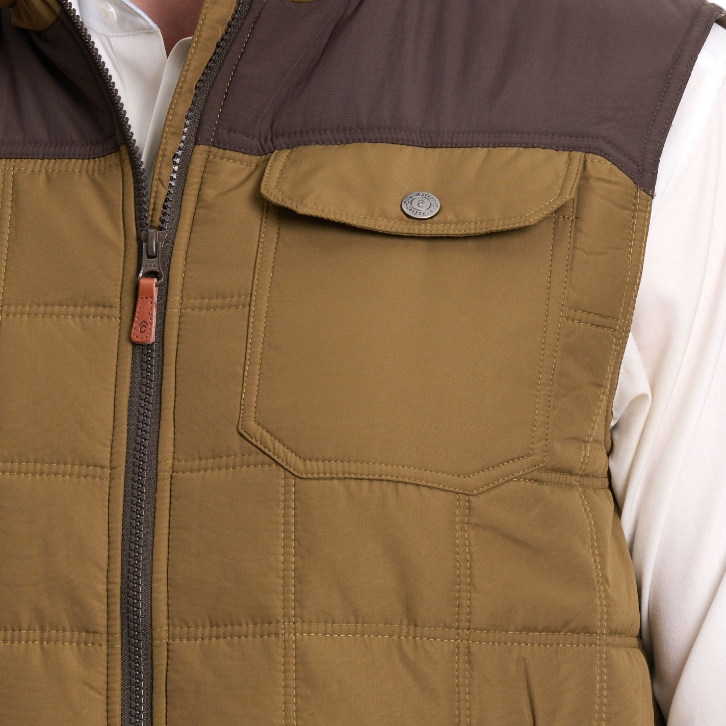 Rafter C Ranchwear Men's Coyote Toasted Olive & Gray Quilted Puff Vest - Image 1