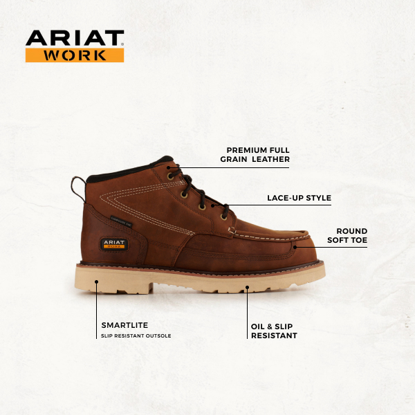 Ariat Men's Rebar Lift Distressed Brown Round Soft Toe Chukka Work Boot - Image 1