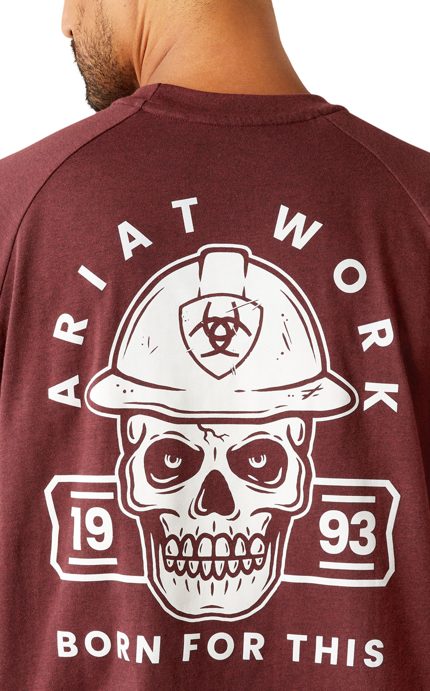 Ariat Rebar Men's Burgundy Heather Born for This Logo Graphic Work T-Shirt - Image 1