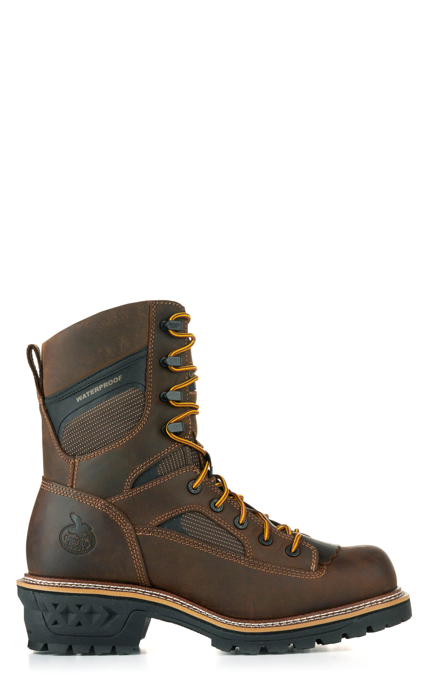 Georgia Men's LTX Logger Brown Waterproof Round Composite Toe Lace Up Work Boots - Image 1