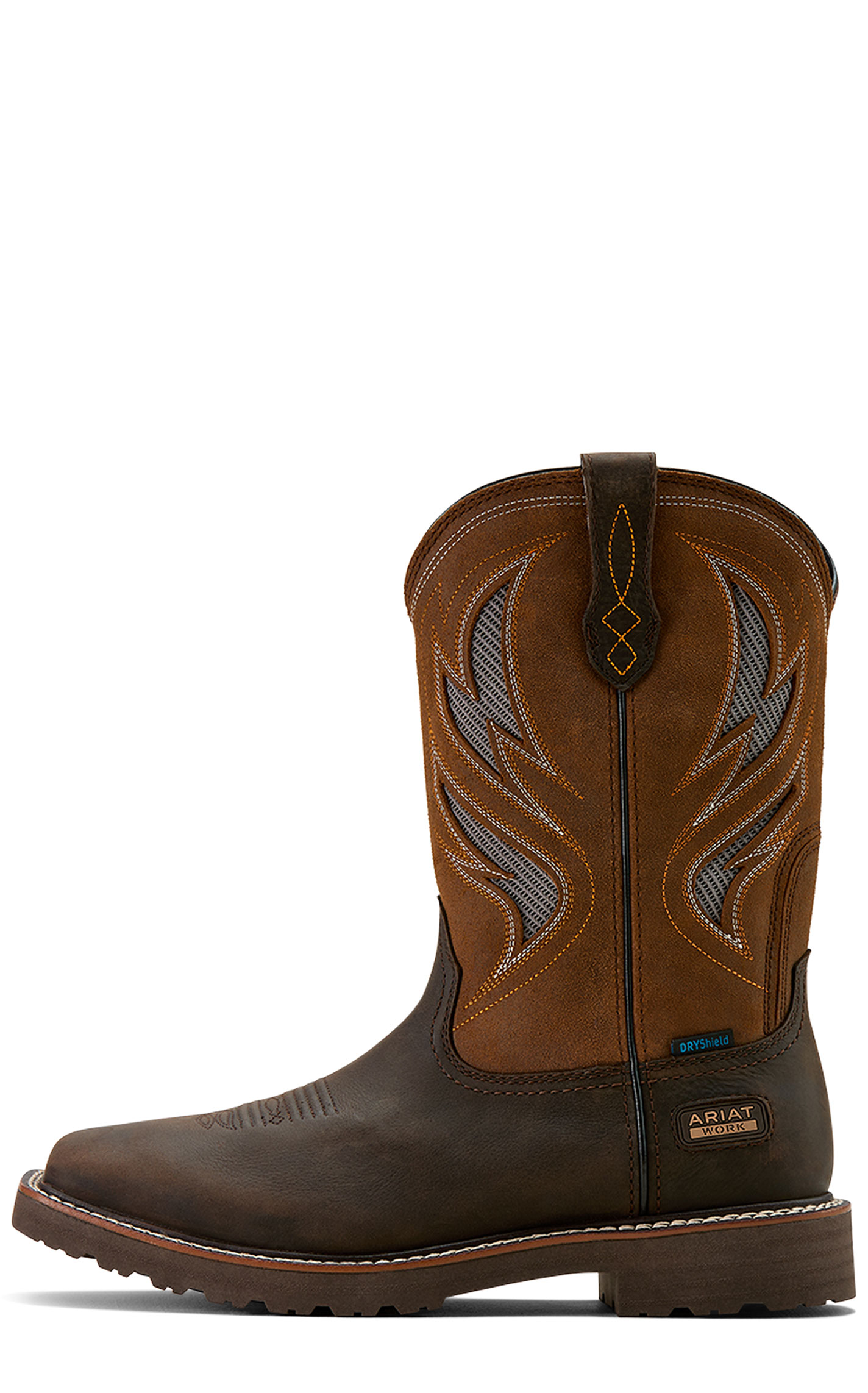 Ariat Men's Activator Dark Brown Waterproof Wide Square Soft Toe Work Boots - Image 1