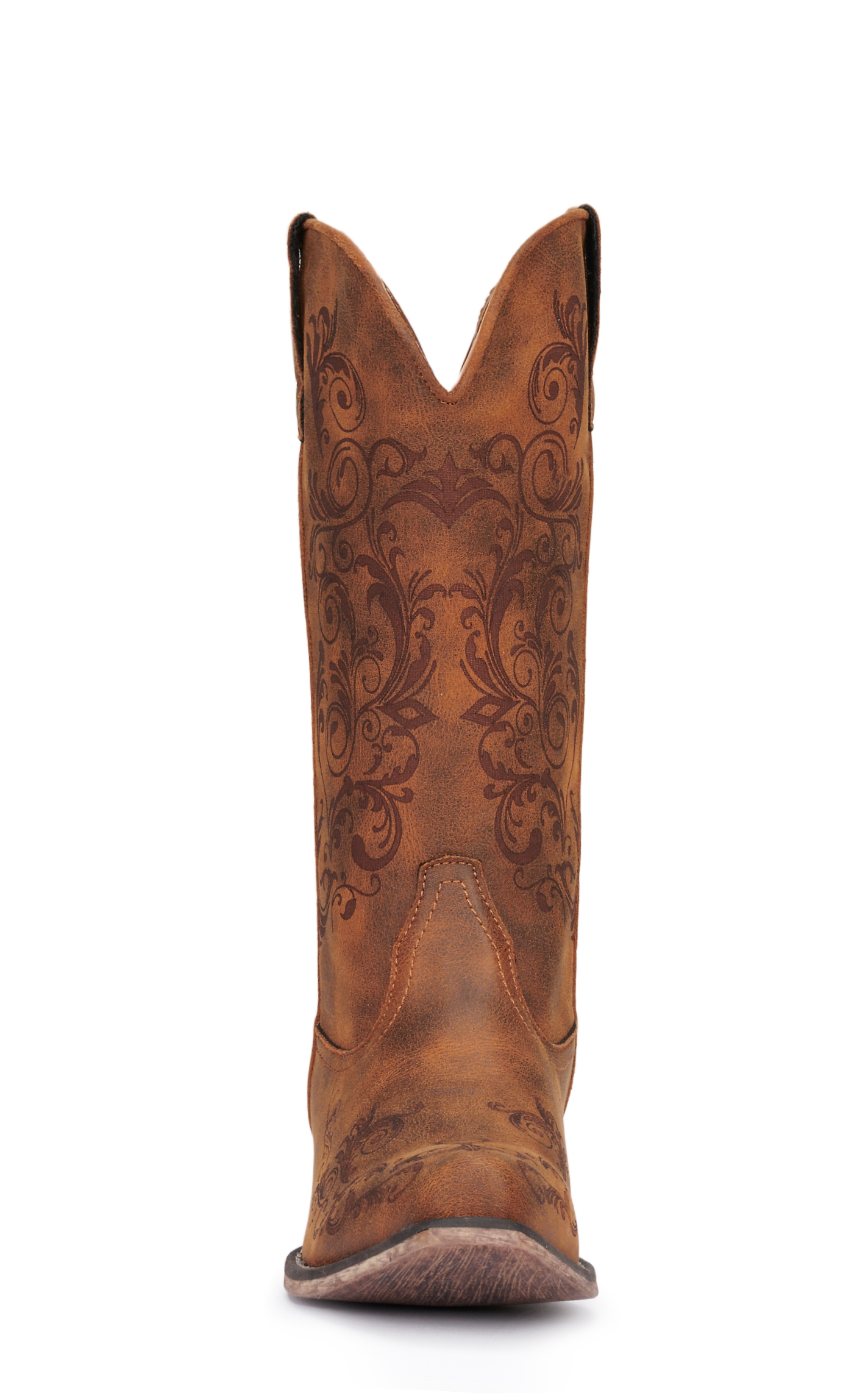 Roper Women's Tall Stuff Brown with Scrolling Snip Toe Cowboy Boots - Image 1