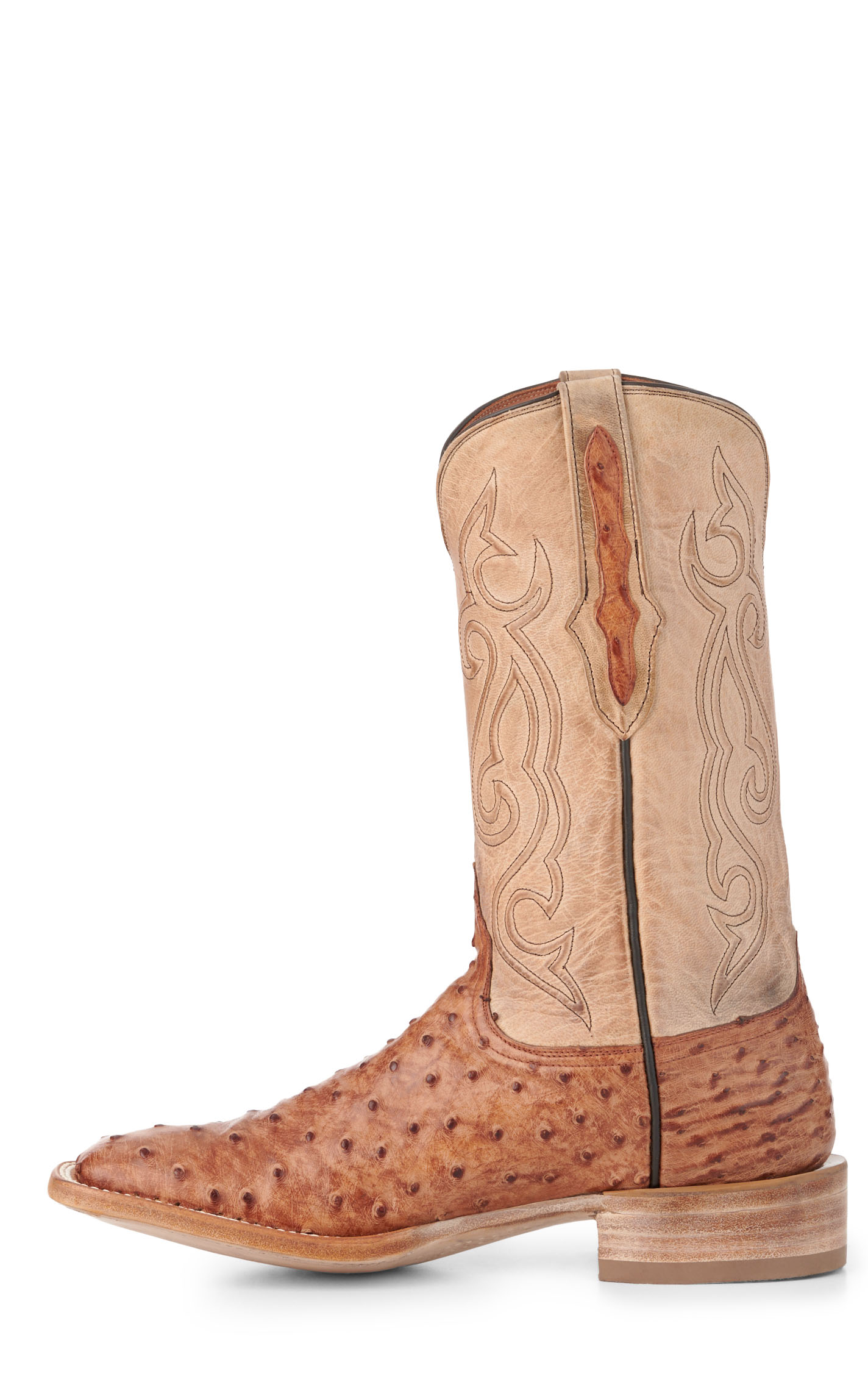 Black Jack Men's Pearl and Cognac Bruciato Full Quill Wide Square Toe Exotic Boots - Image 1