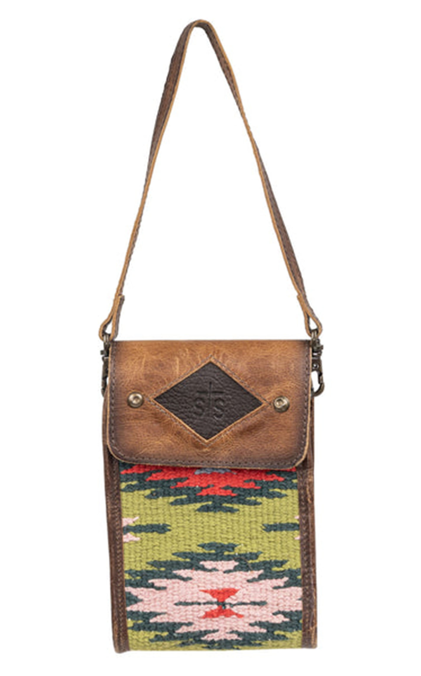 STS Ranchwear Baja Dreams Green & Red Aztec Cellphone Pouch - Image 1
