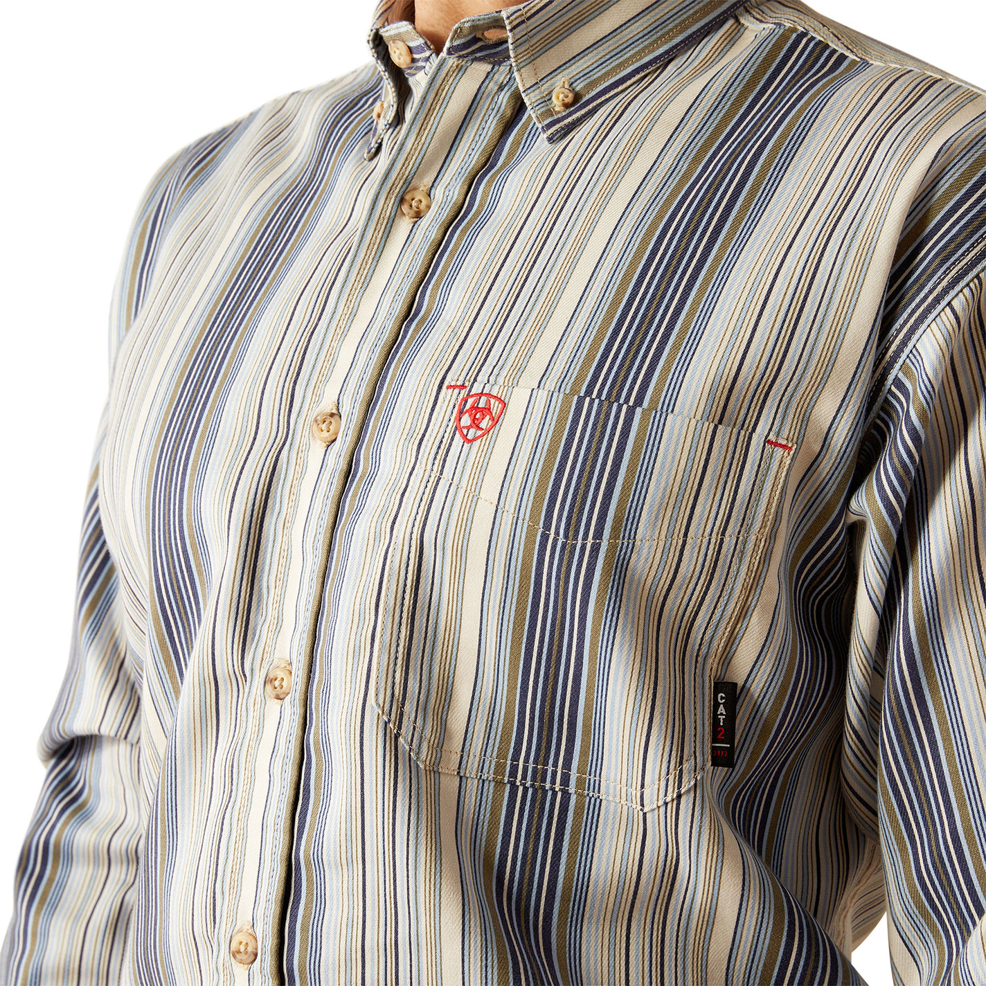 Ariat Men's Moonbeam & Sunset Striped FR Work Shirt - Image 4