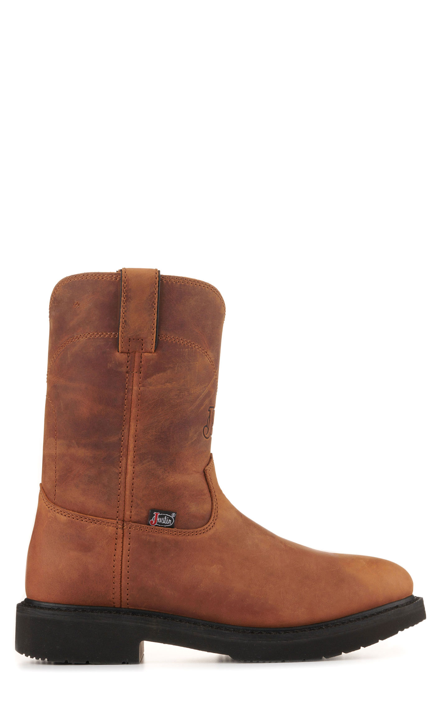 Justin Men's Round Up Aged Brown Soft Round Toe Work Boots - Image 1