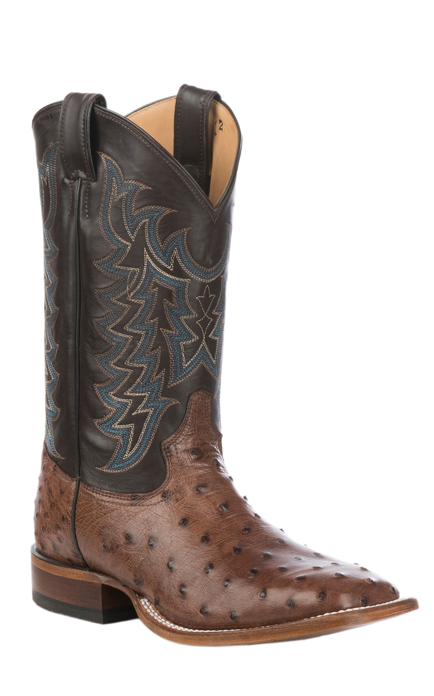 Tony Lama Men's Kango Tobacco and Chocolate Full Quill Ostrich Wide Square Toe Exotic Cowboy Boot - Cavender's Exclusive - Image 1