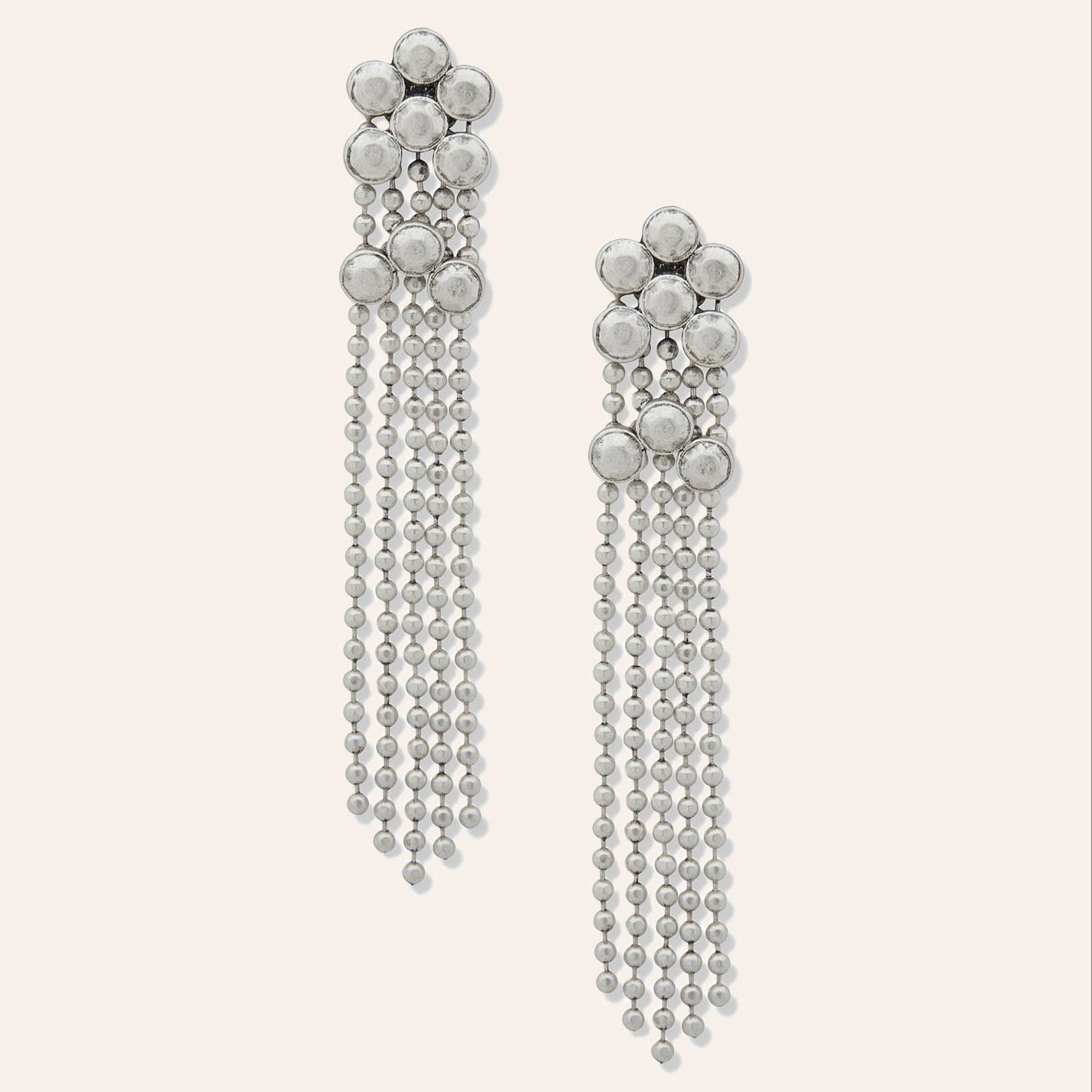 Lainey Wilson Silver Concho Cluster Fringe Earrings - Image 1