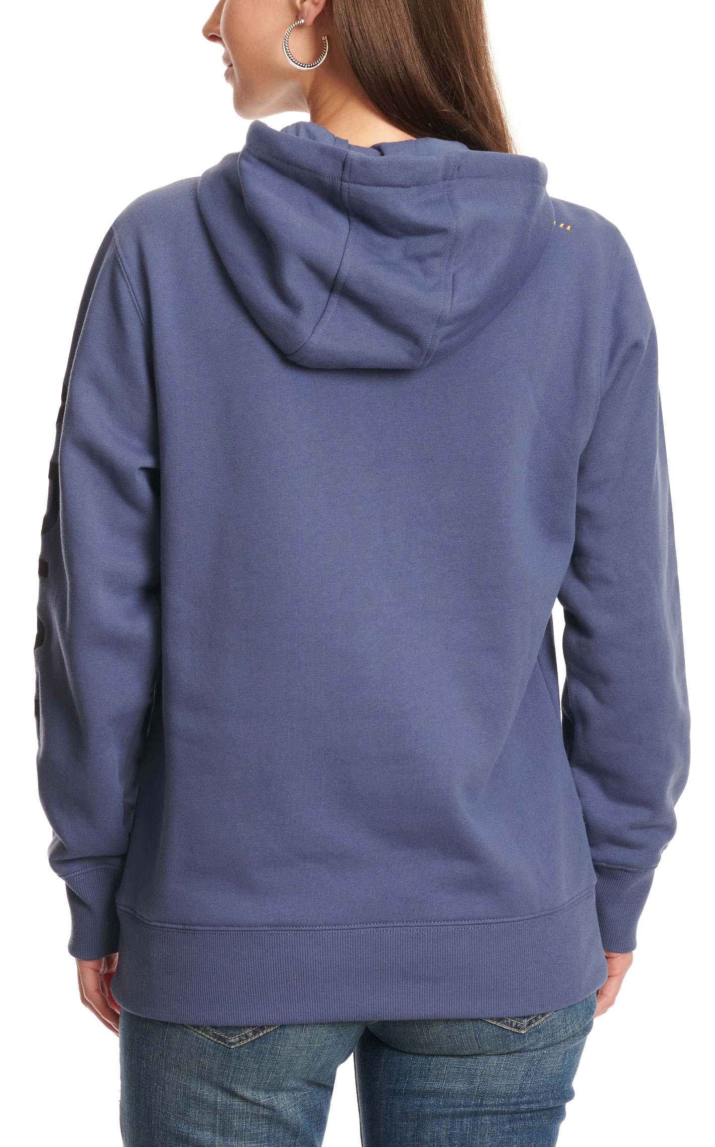 Ariat Women's Rebar Stone Blue Logo Sleeve Hoodie - Image 1
