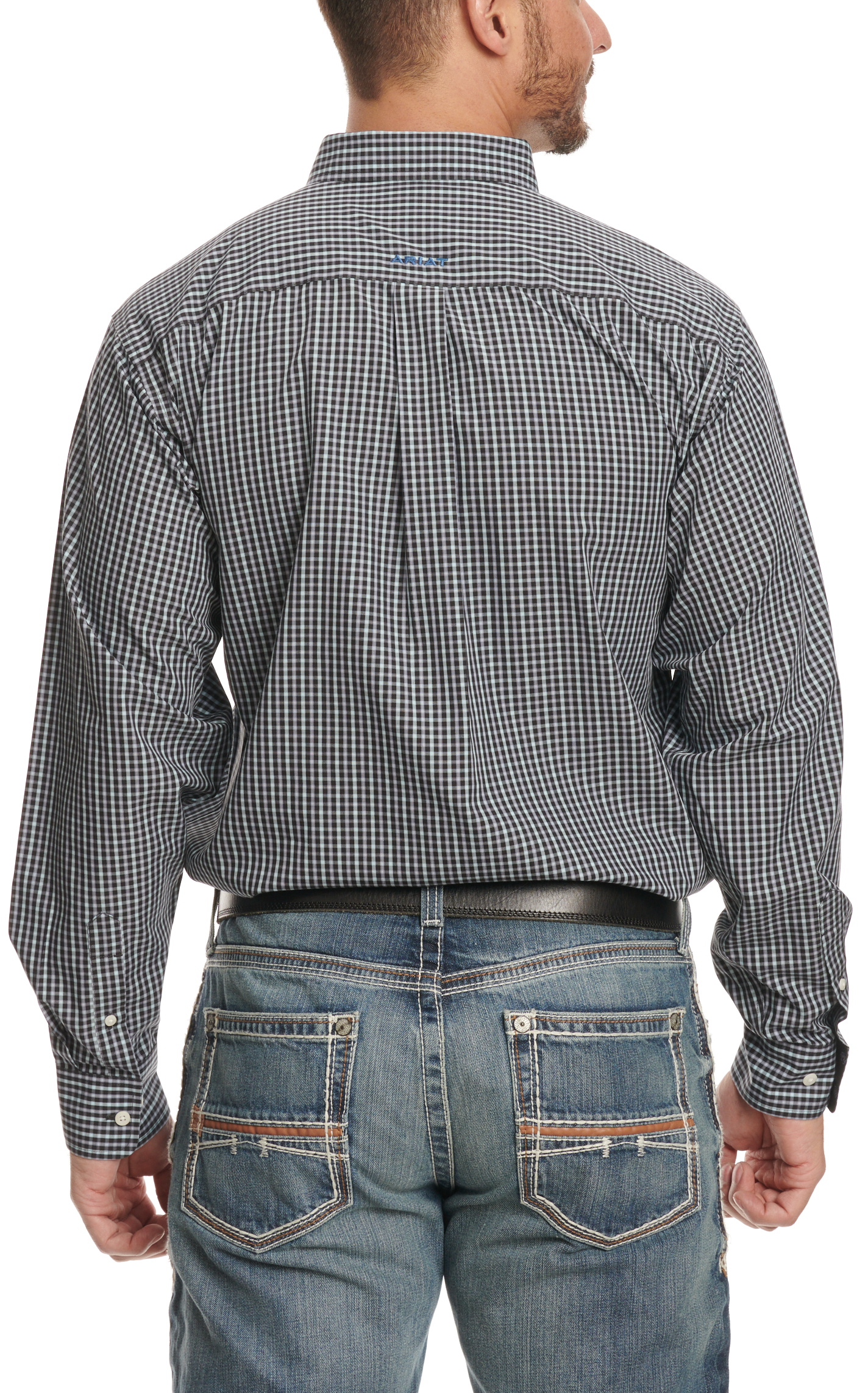 Ariat Men's Luther Black & Blue Plaid Western Shirt - Image 1