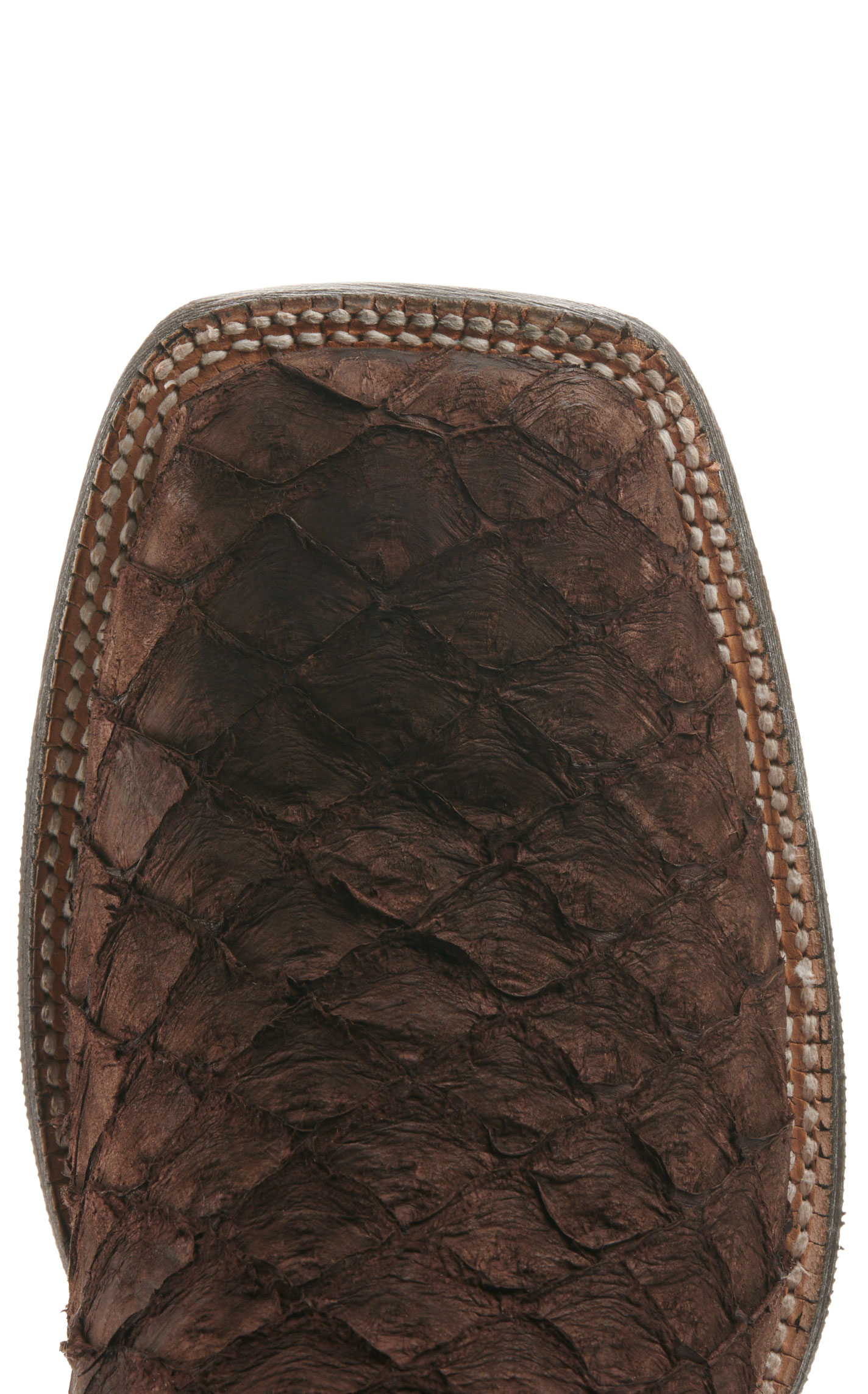 Cavender's Men's Chocolate Pirarucu and Orix Tan Cowhide Wide Square Toe Exotic Cowboy Boots - Image 1