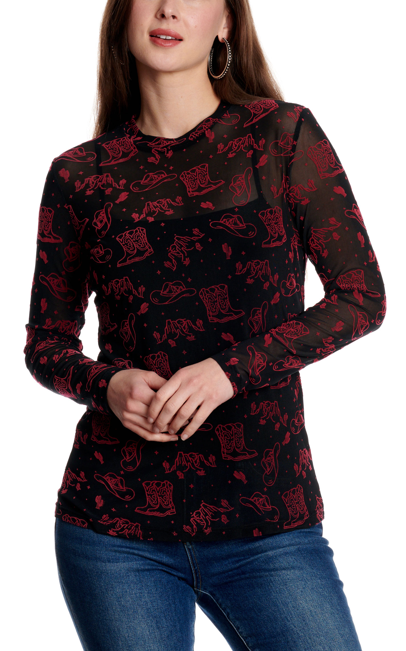 Merigold Kiss Women's Black Country Nights Mesh Top - Image 1