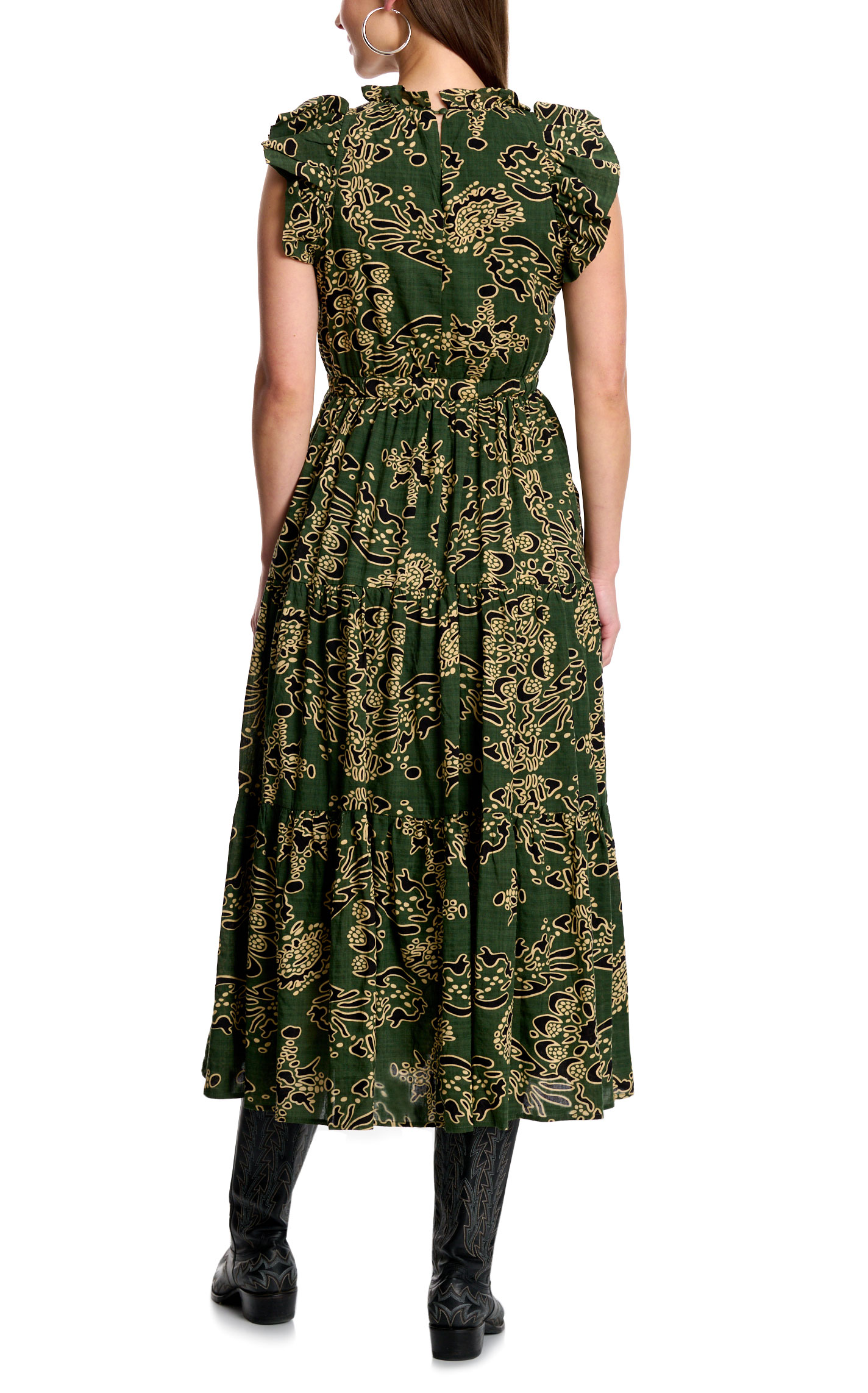 TCEC Women's Hunter Green & Gold Print Dress - Image 1