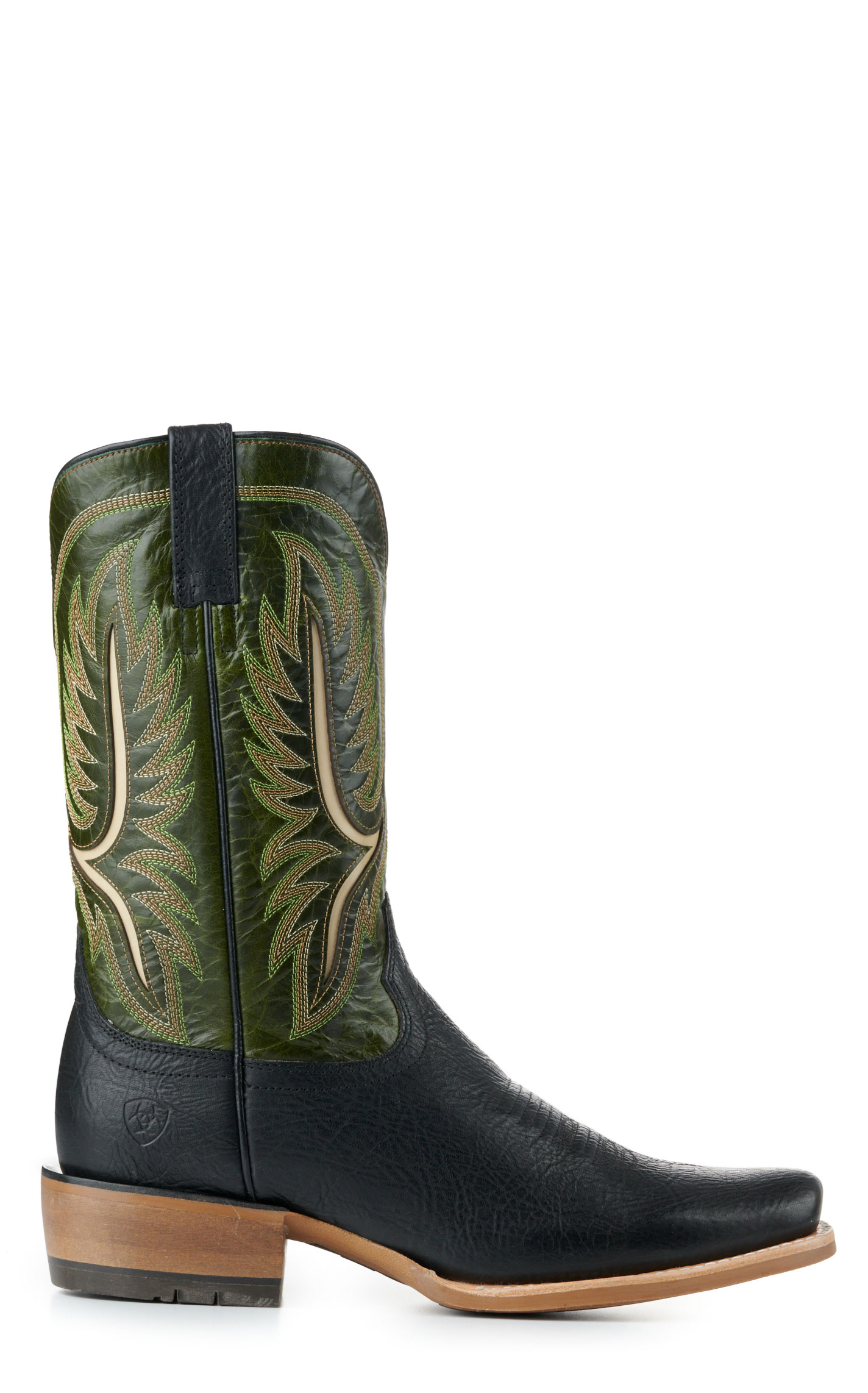 Ariat Men's Stadtler Black and Dark Lime TekStep Square Toe Cowboy Boots - Image 1