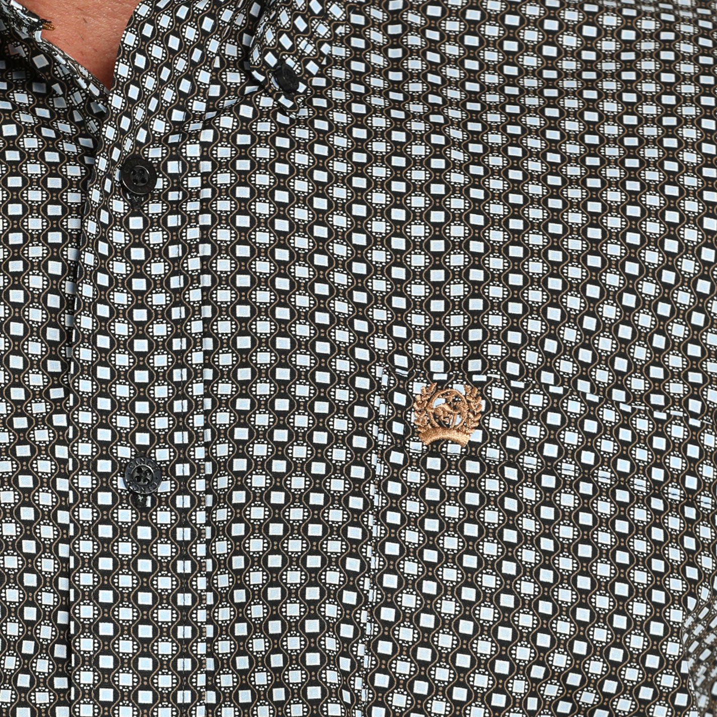 Cinch Men's Black Geo Print Button Down Short Sleeve Shirt - Image 1