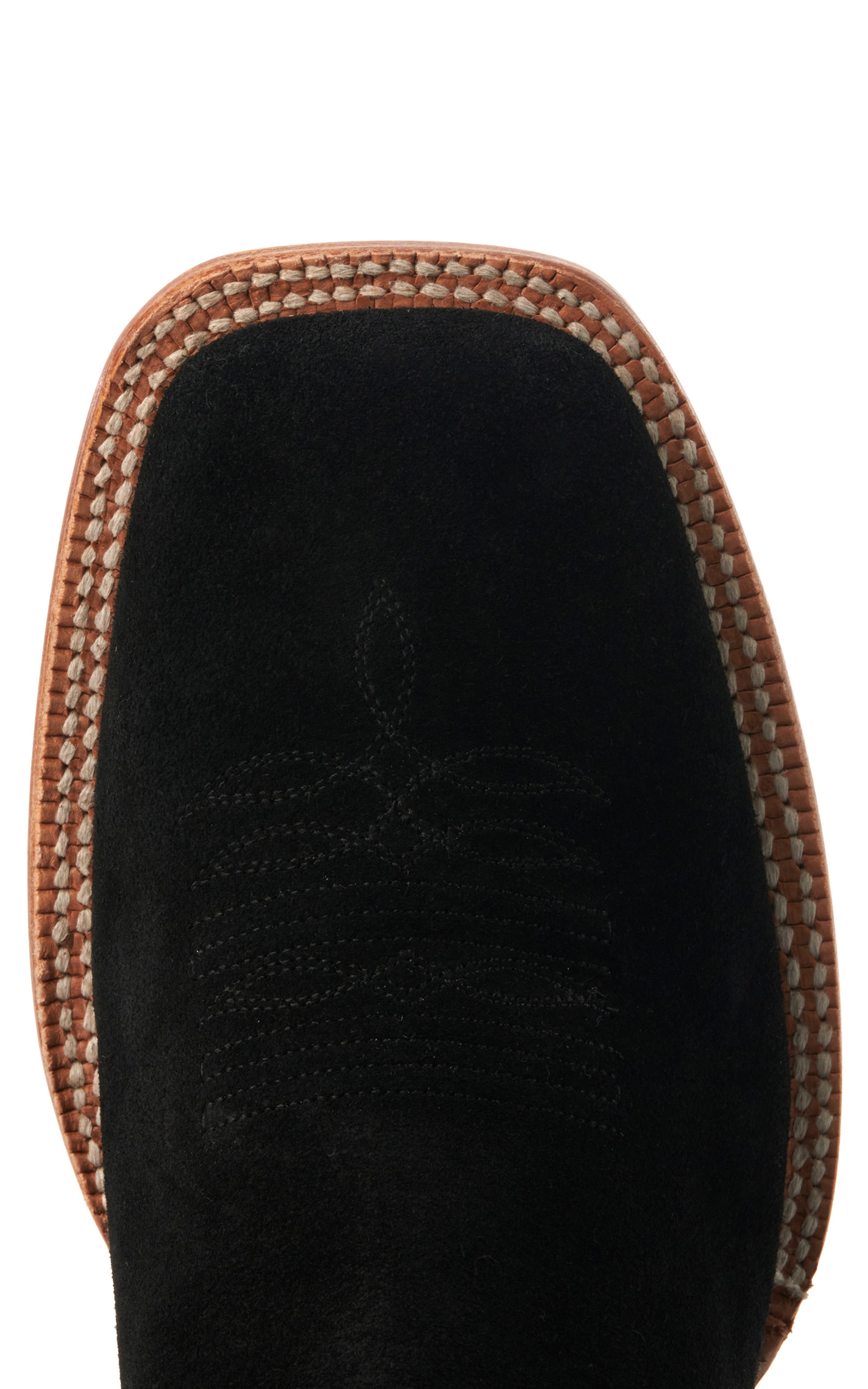 R Watson Men's Black Roughout and Black Wide Square Toe Cowboy Boots - Image 1