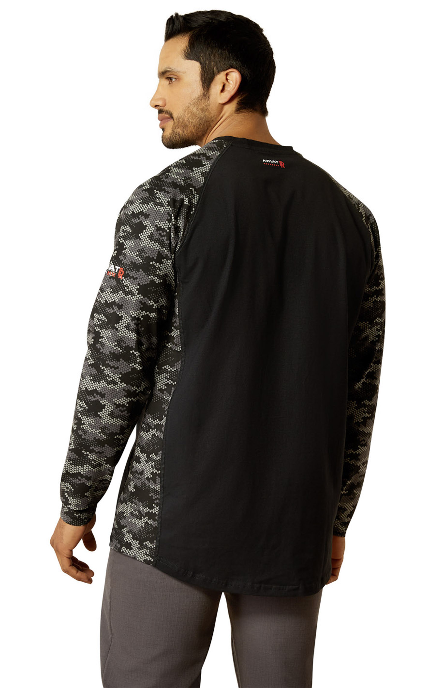 Ariat Men's FR Black & Gray Camo Sleeves Work Shirt - Image 1