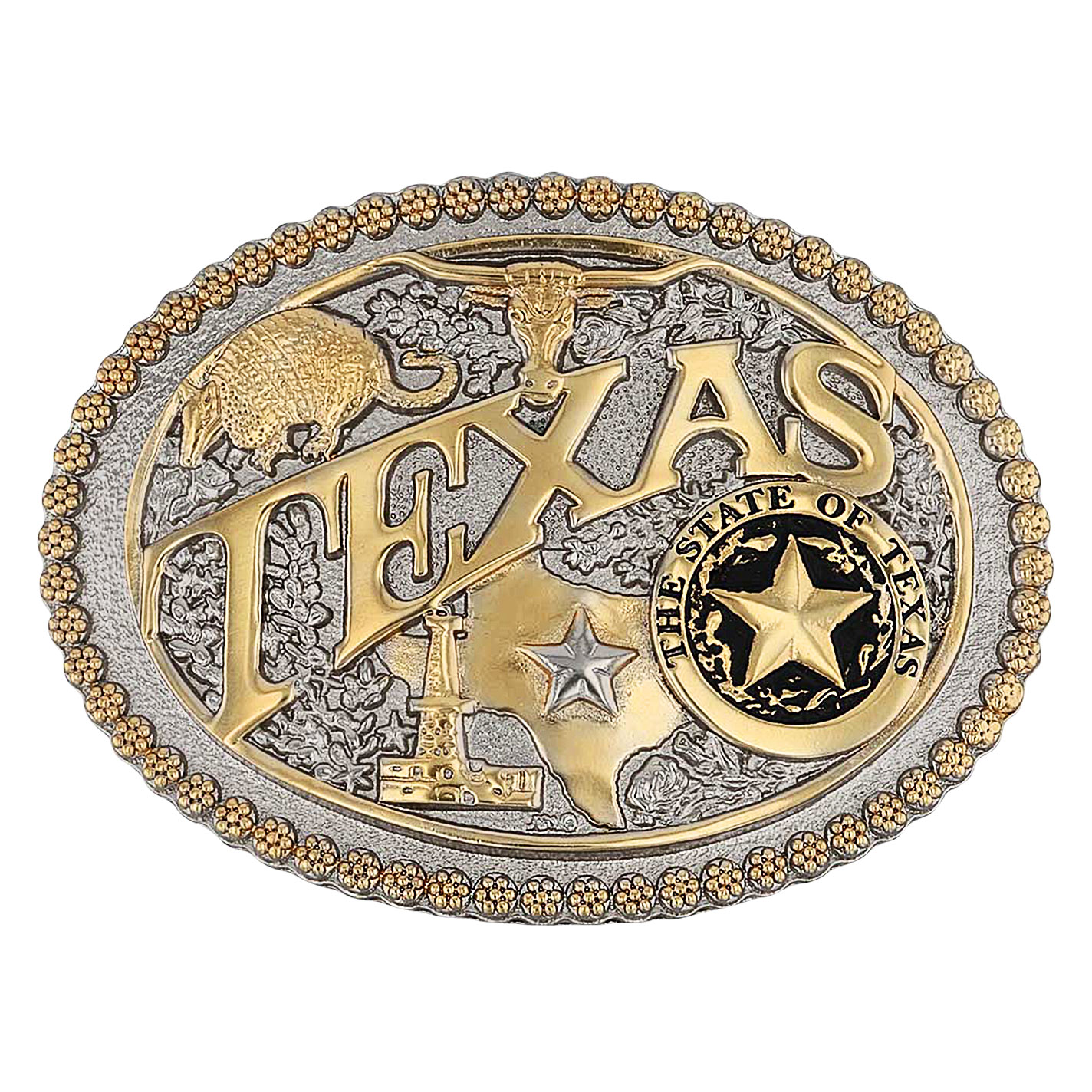 Montana Silversmiths Metal Alloy Attitude Two Tone State Heritage Texas Belt Buckle - Image 1
