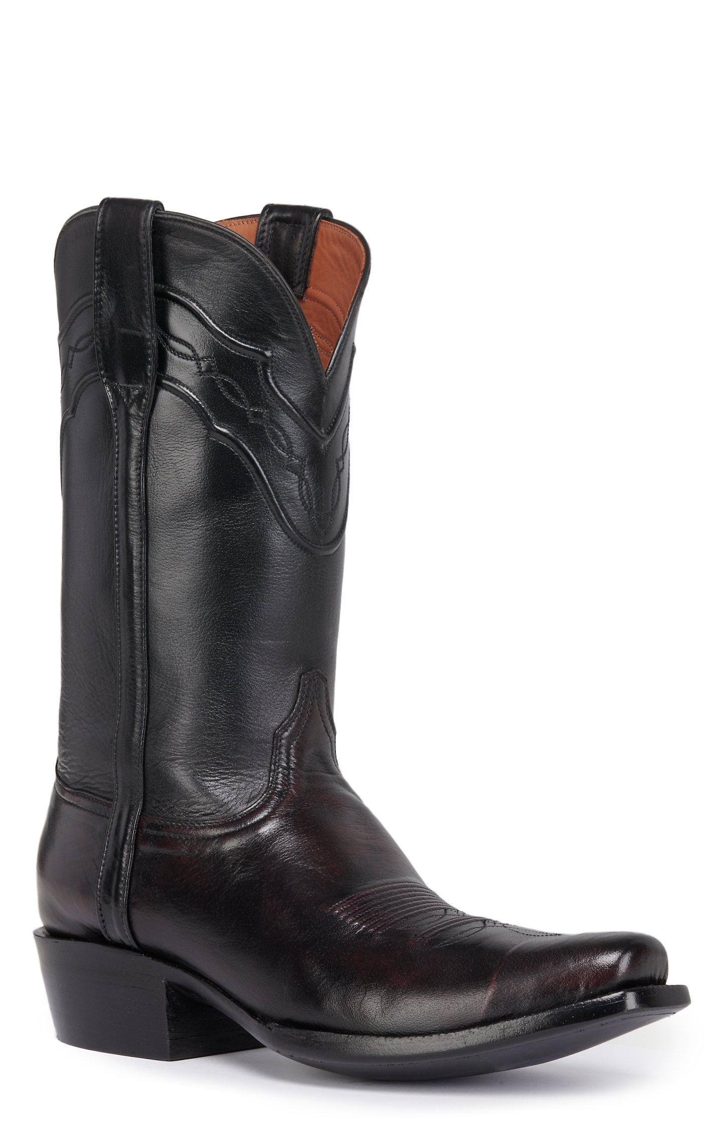 Black Jack Men's Black Cherry and Black Punchy Square Toe Cowboy Boots - Image 1