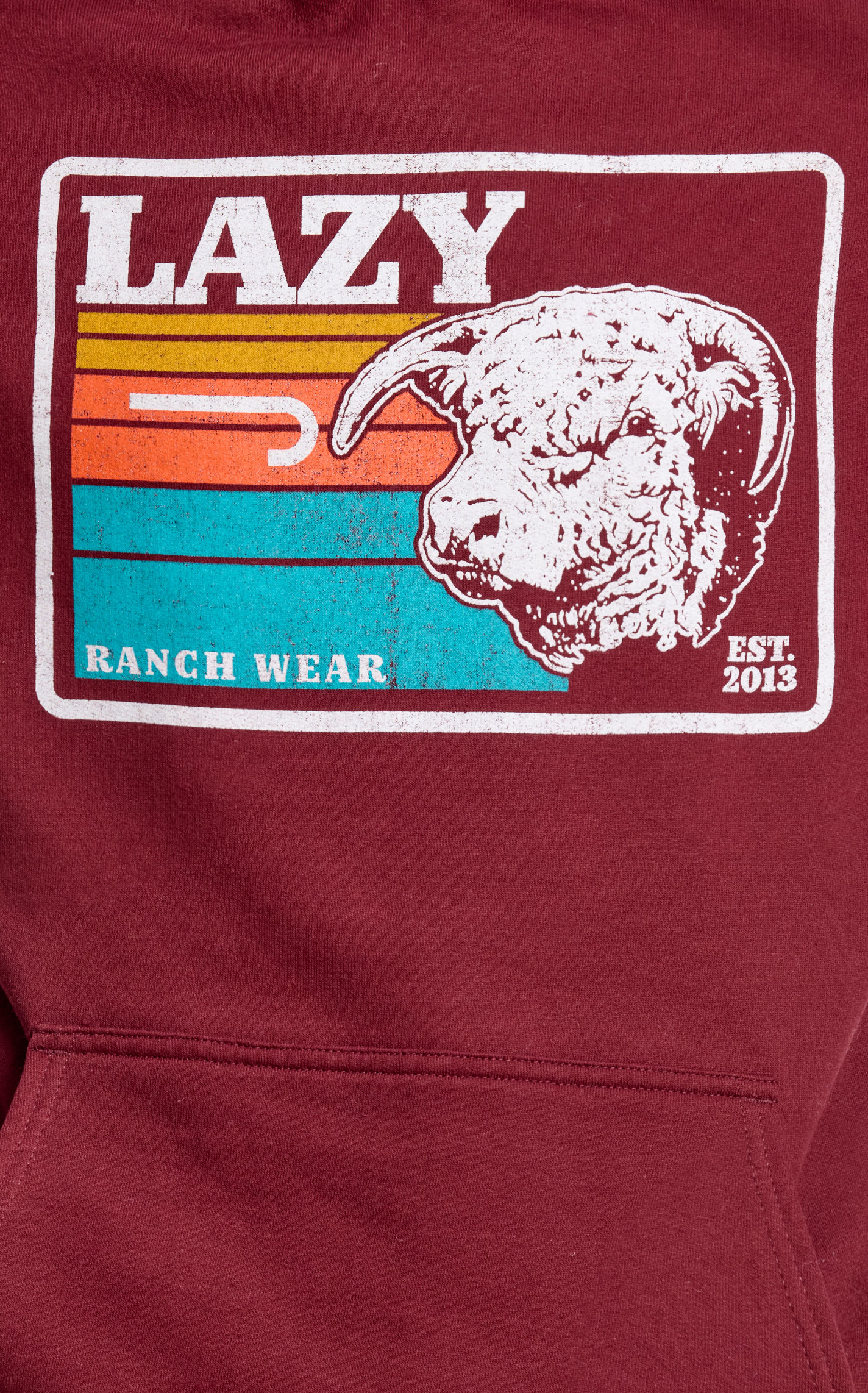 Lazy J Men's Maroon & Sunset Logo Graphic Hoodie - Image 1