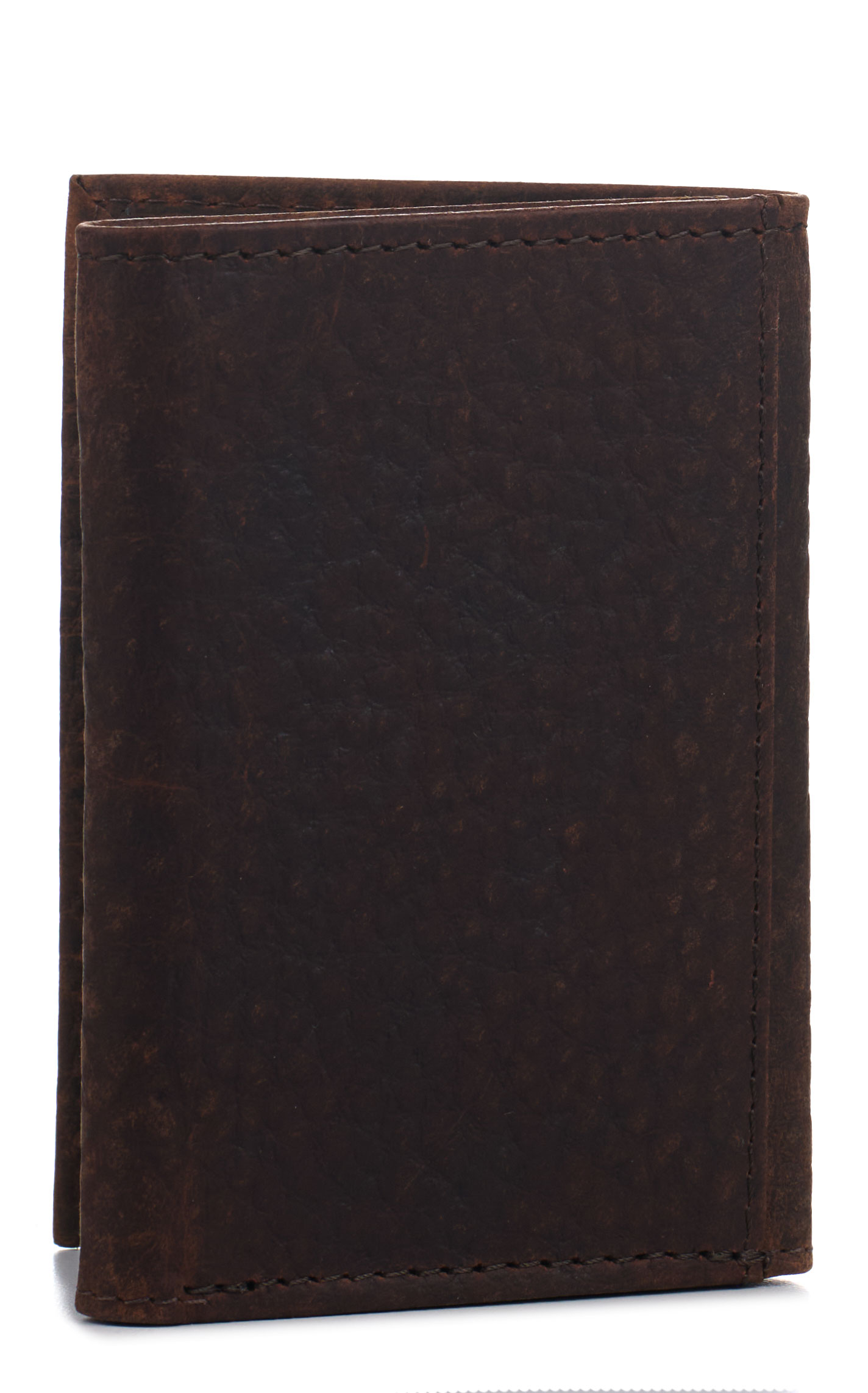 Ariat Men's Chocolate Bullhide & Shield Logo Trifold Wallet - Image 1