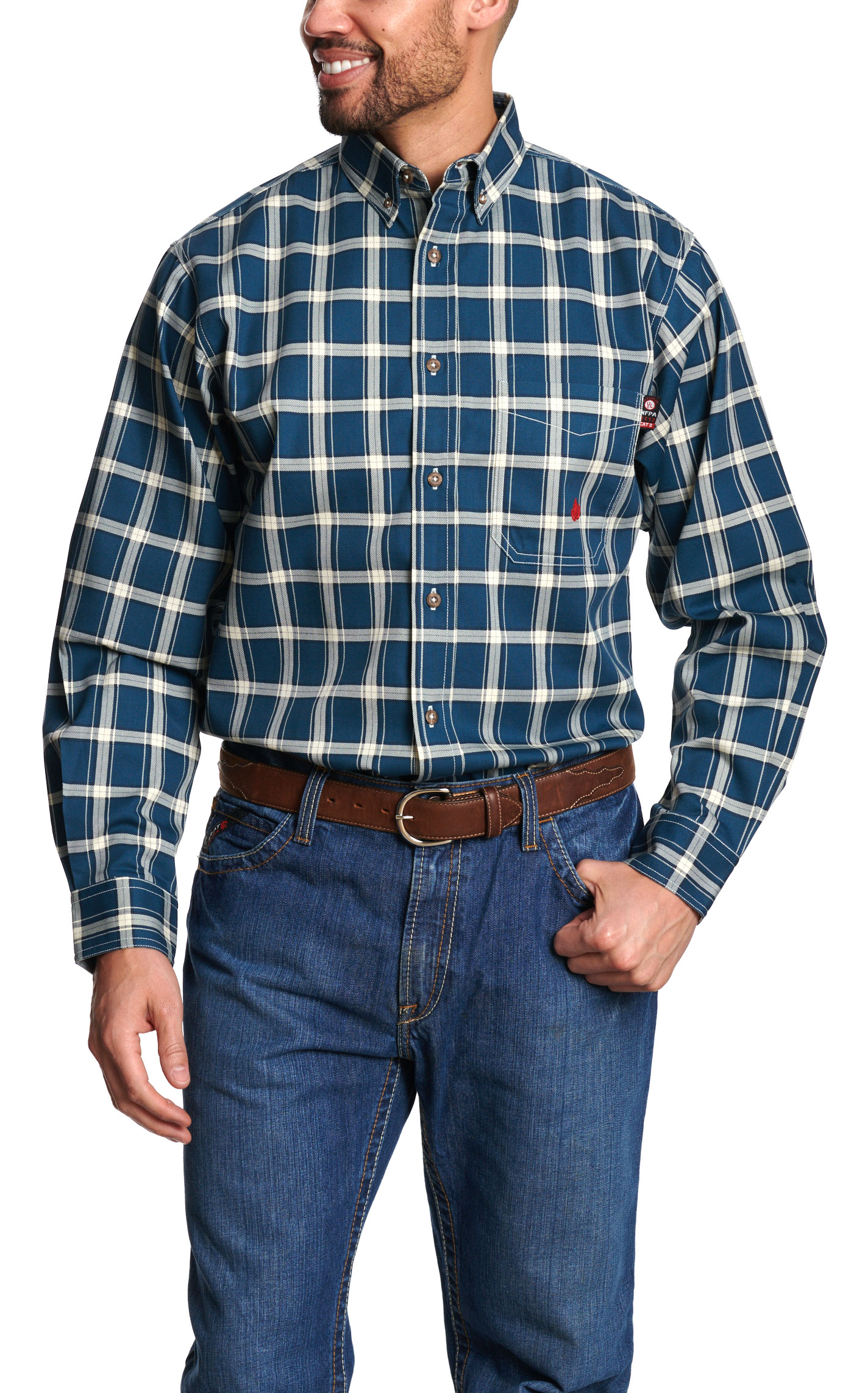 Forge Men's Blue Plaid Button Shirt - Image 1