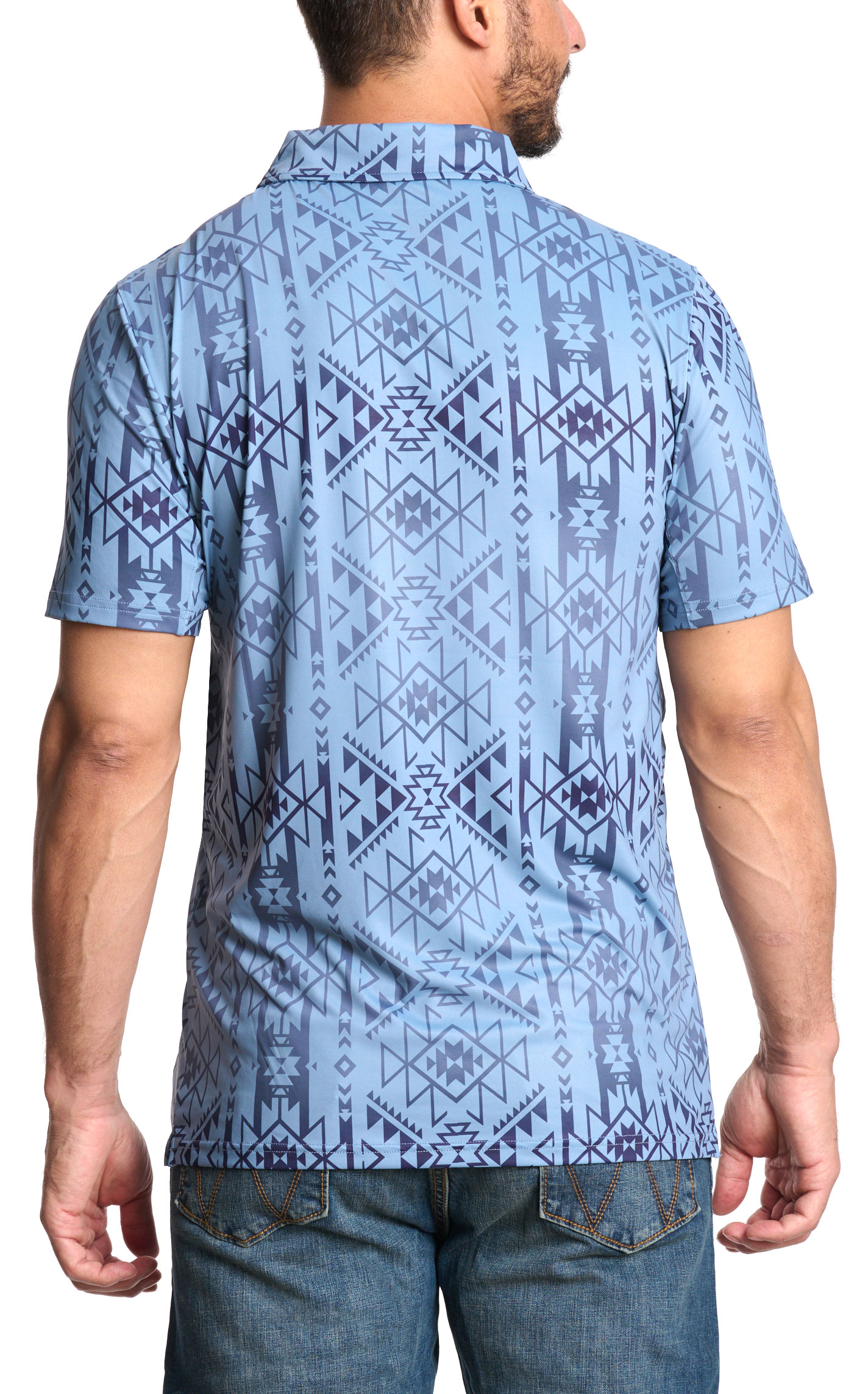 Hooey Men's Steel Blue & Gray Aztec Weekender Polo Shirt - Image 1
