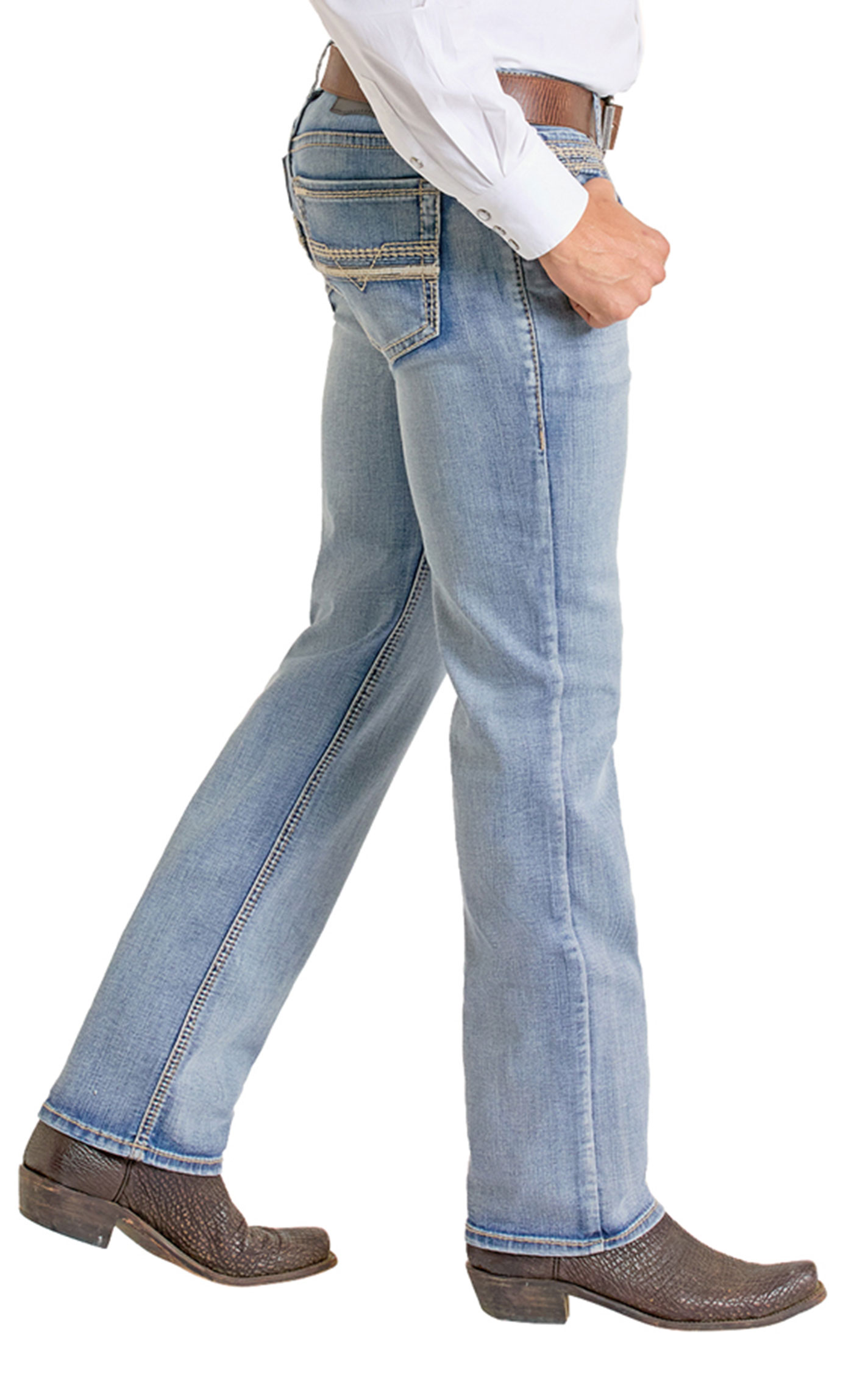 Rock & Roll Denim Men’s Revolver Light Wash Slim Straight Jeans - Image 1