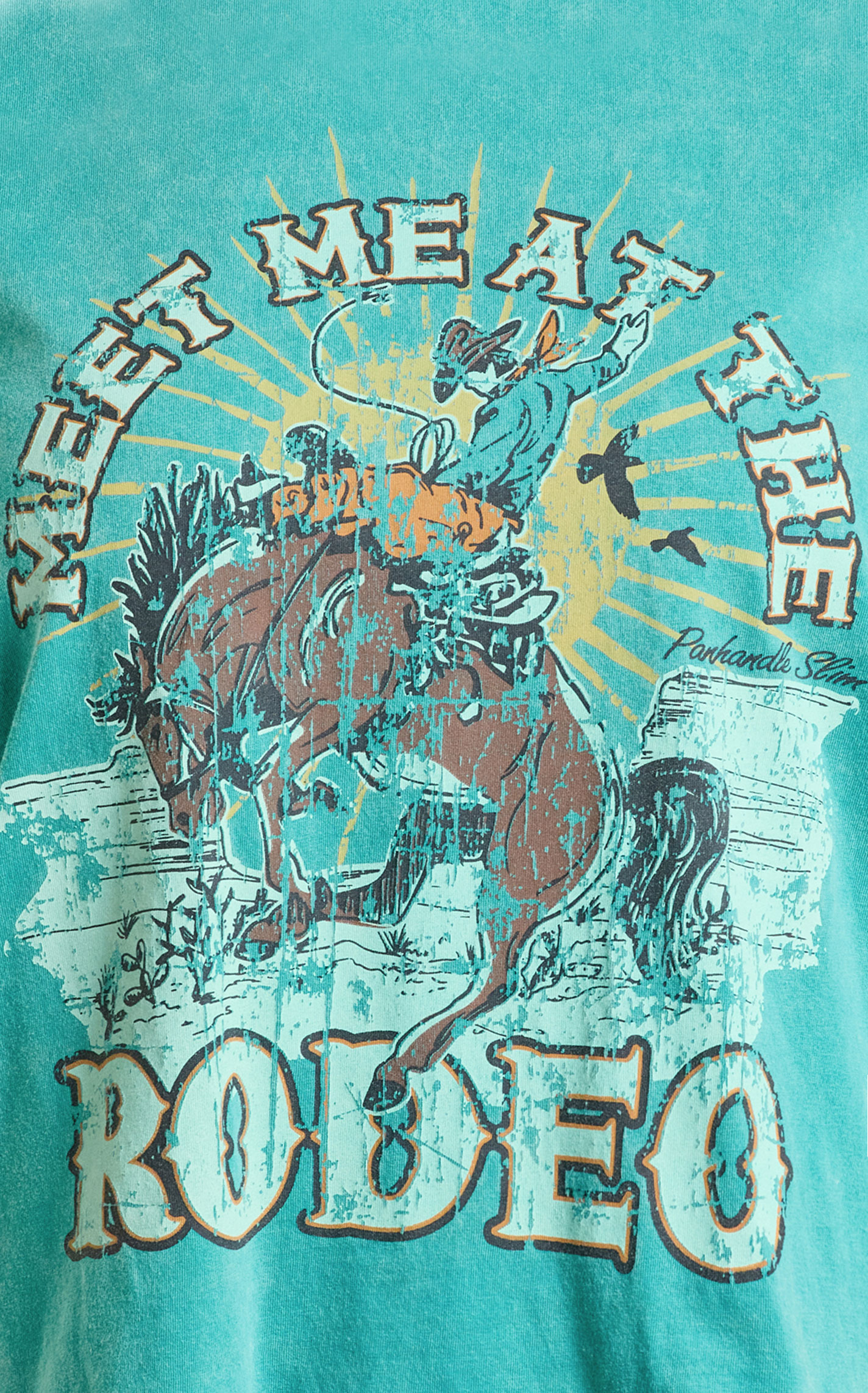 Panhandle Slim Women’s Turquoise “Meet Me at the Rodeo” Graphic T-Shirt - Image 3
